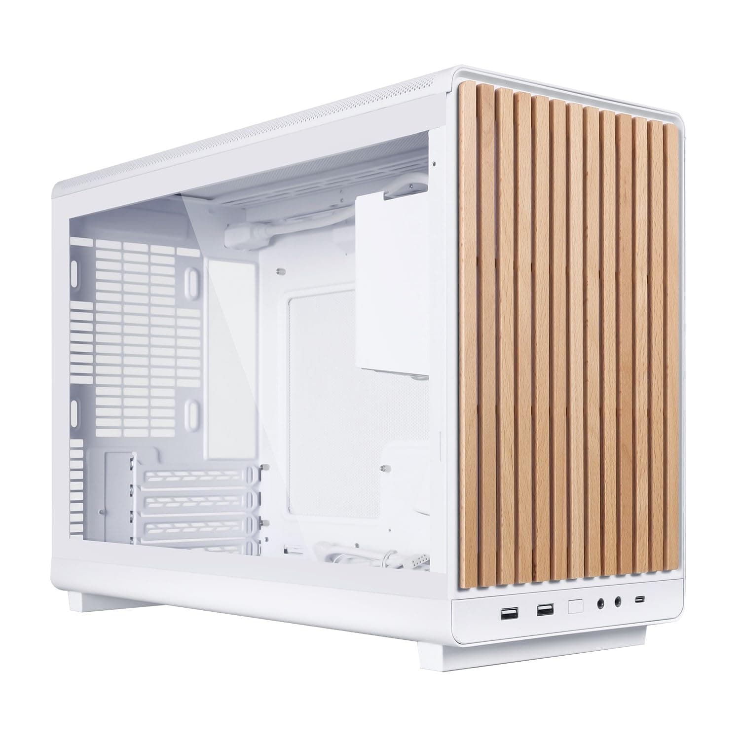 Lian Li DAN Cases A3-mATX Wood Edition PC-Gehäuse, Micro-ATX, Tempered Glass, Buche, Weiß
