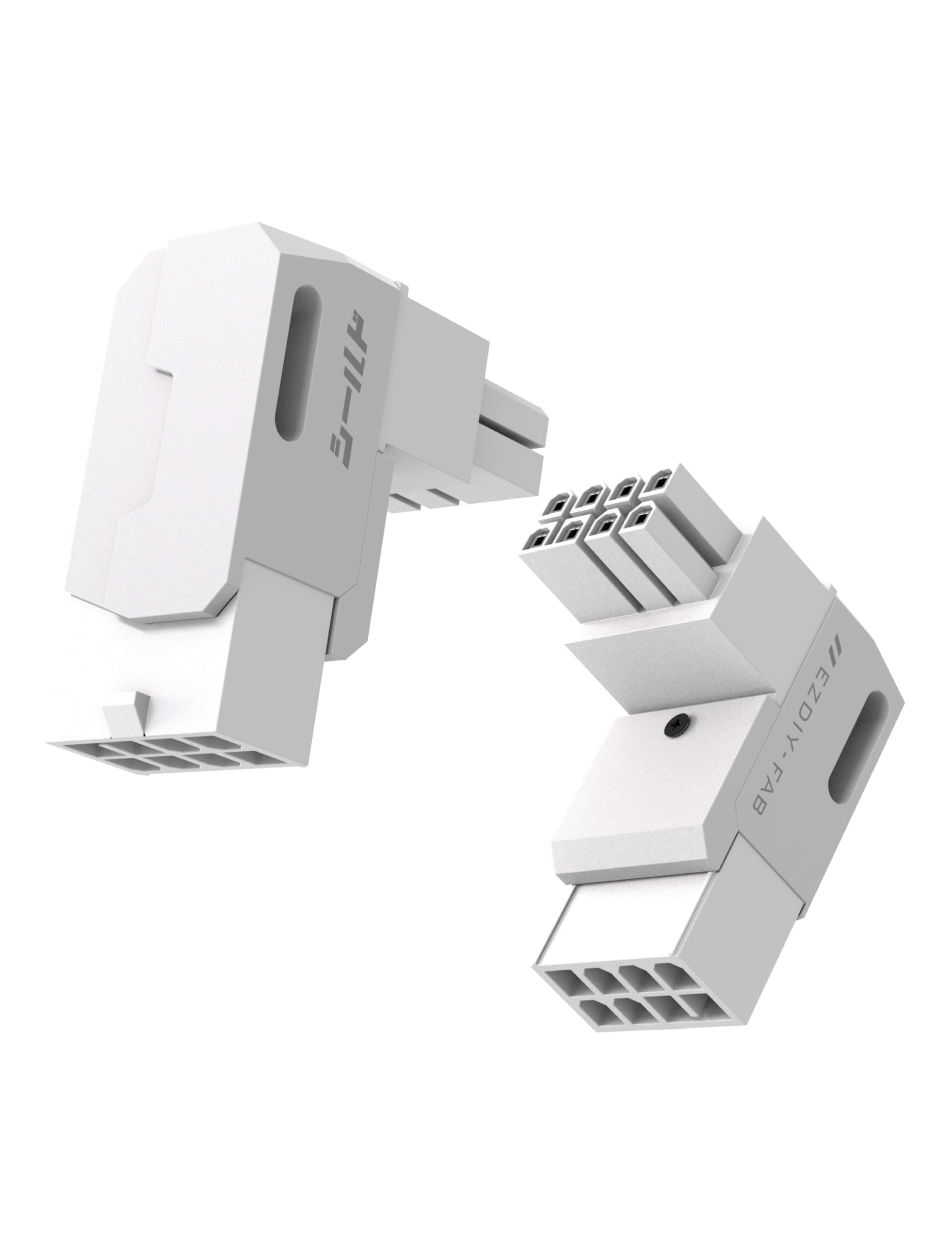 EZDIY-FAB Shield Serie 8-Pin PCIe GPU Power Adapter,90-Grad-Winkelstecker,Aluminium Design für Grafikkarten-Standard Typ,Weiß-2 Pack