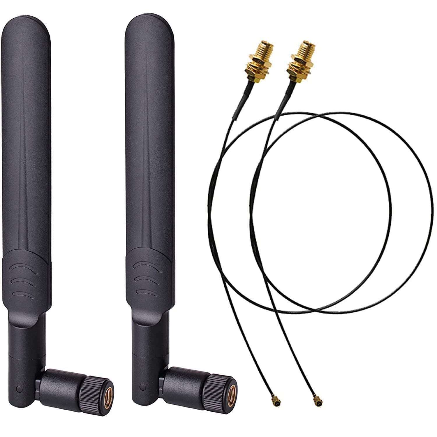 Greluma 2 x 8dBi 2,4GHz 5GHz 5,8GHz Dual Band WiFi RP-SMA Antenne+2 x 21CM U.FL/IPEX zu RP SMA Buchse Pigtail Kabel für Mini PCIe Card Wireless Router PC Repeater Desktop FPV UAV Drone P-S4 Bauen