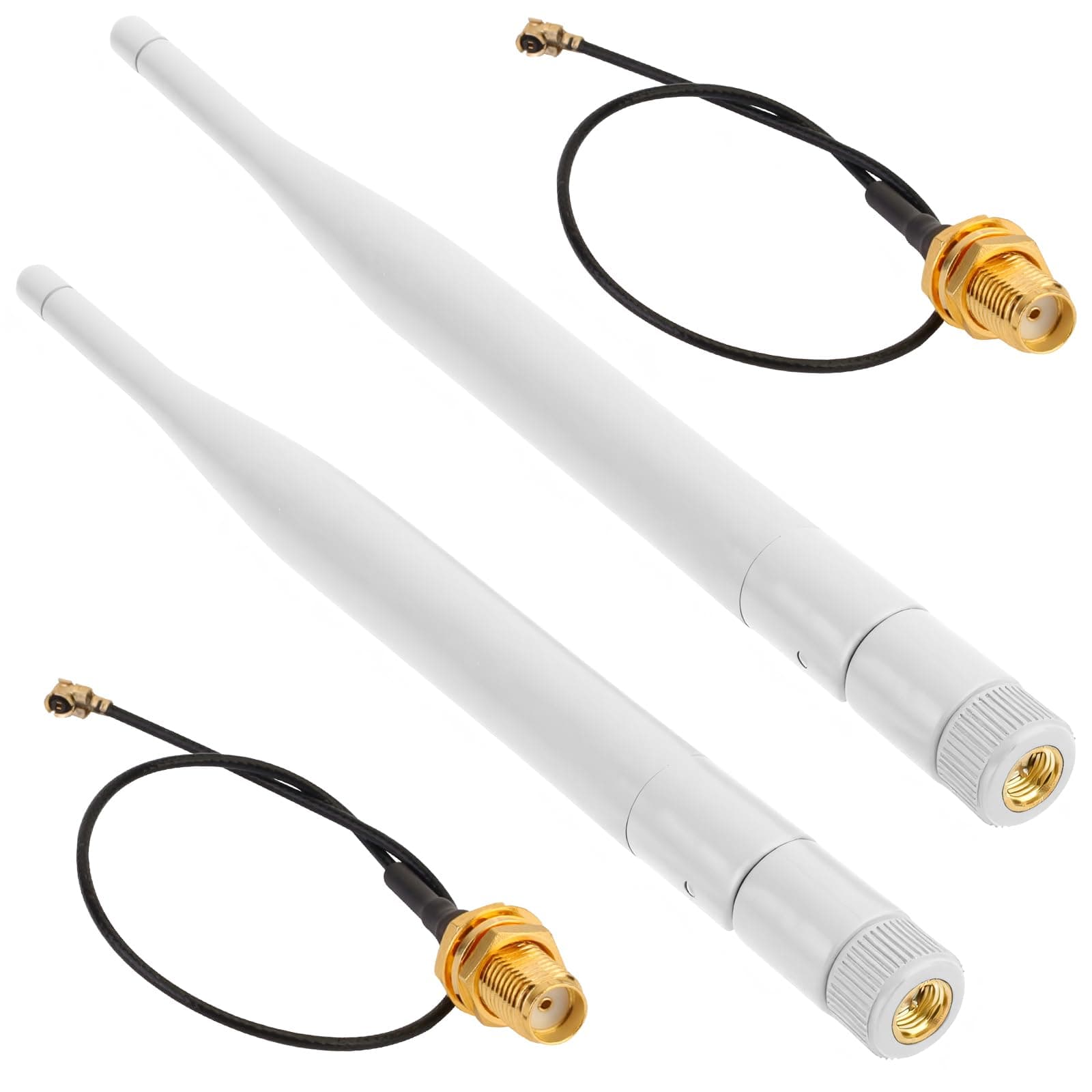 2 Pack 868MHz LORA Antenna 5dBi Gain Omni SMA Male Connector + RF Antenna Adapter Cable (Weiß)