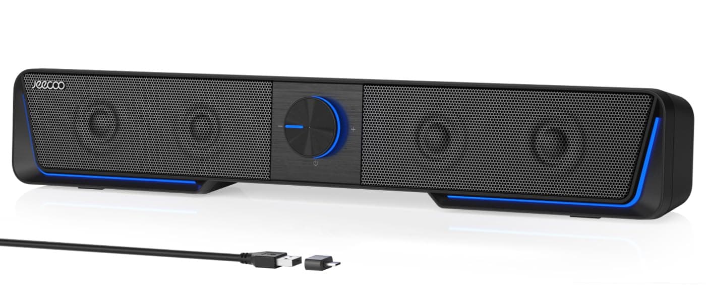 Jeecoo A40 PC Lautsprecher,Lautsprecher für Pc Tragbarer Computer Lautsprecher Schwarz 2.0 Pc Soundbar USB Betrieb und Bluetooth Modus für Smartphone und Mobile Geräte,PC
