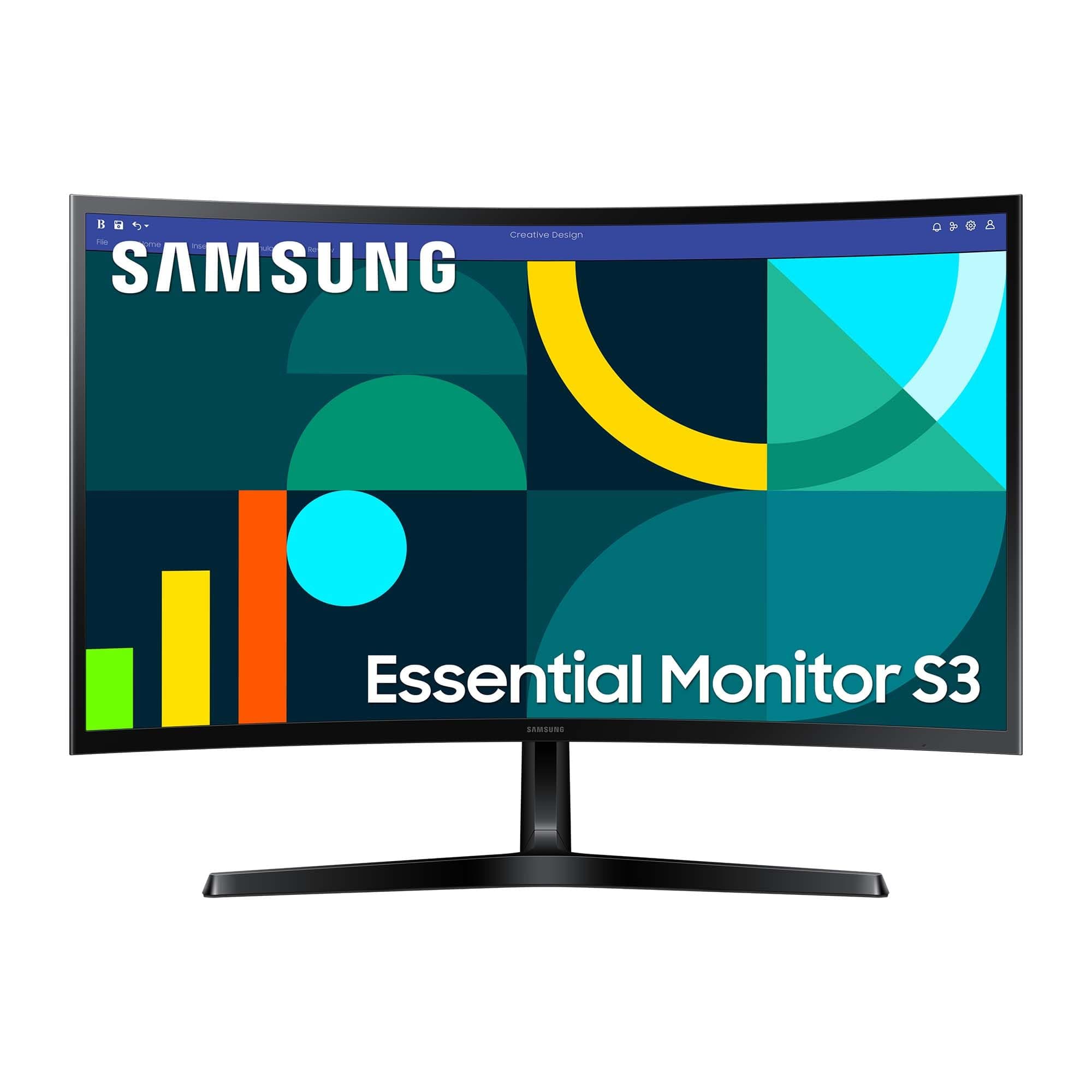 Samsung S36GD Essential Curved Monitor 27 Zoll, PC-Bildschirm mit VA-Panel, Full HD-Auflösung, 4 ms Reaktionszeit, Bildwiederholrate 100 Hz, Eco Saving Plus, Flicker Free, Schwarz, S27D366GAU