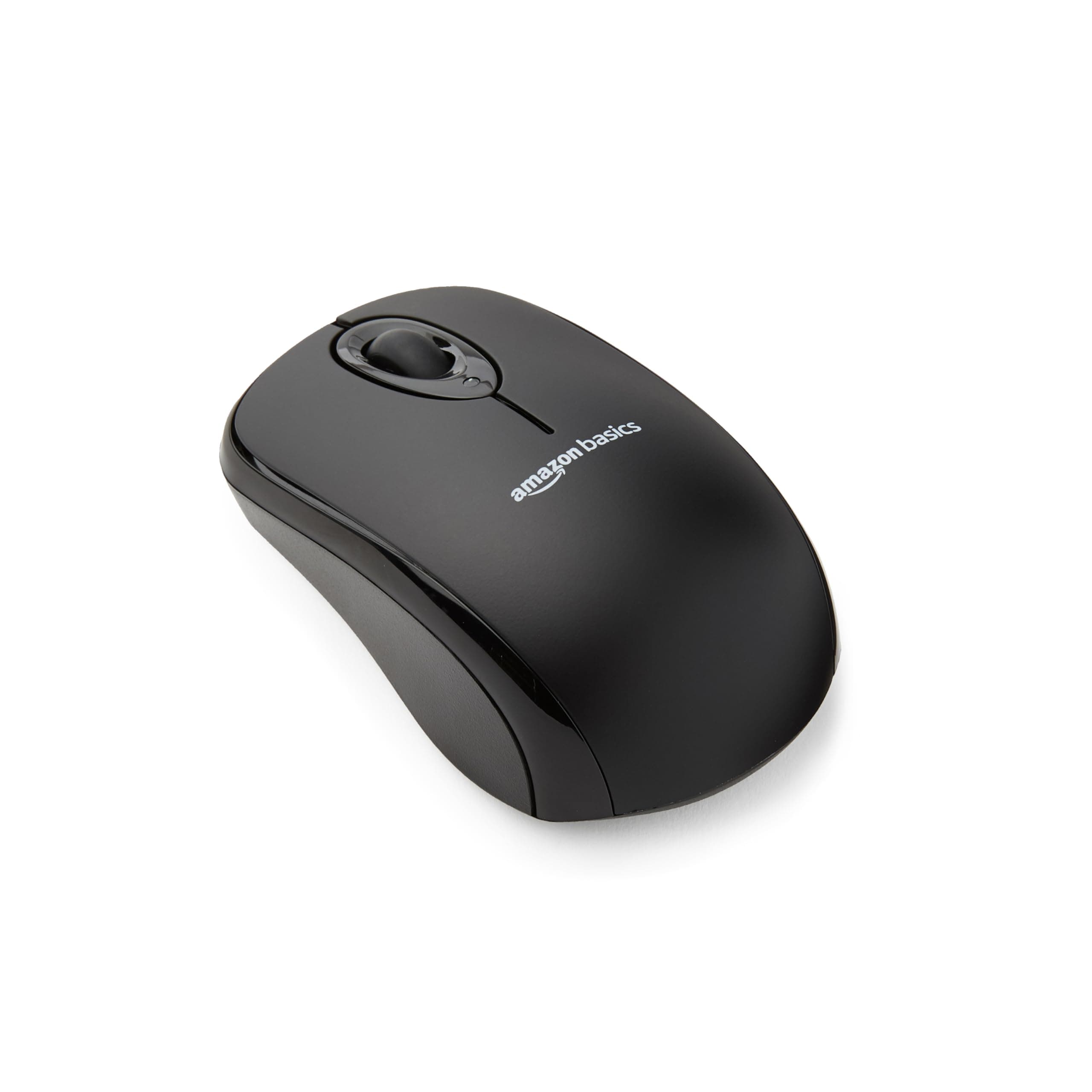 Amazon Basics Kabellose Computer-Maus mit USB-Nano-Empfänger, Schwarz