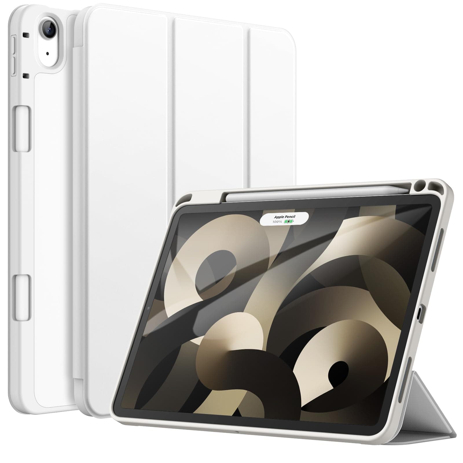 JETech Hülle für iPad Air 11 Zoll M3/M2 (2025/2024), iPad Air 5/4 (10,9-Zoll, Modell 2022/2020, 5./4. Generation) mit Stifthalter, Dünne Tablet Schutzhülle mit Weicher TPU Rückseite (Weiß)