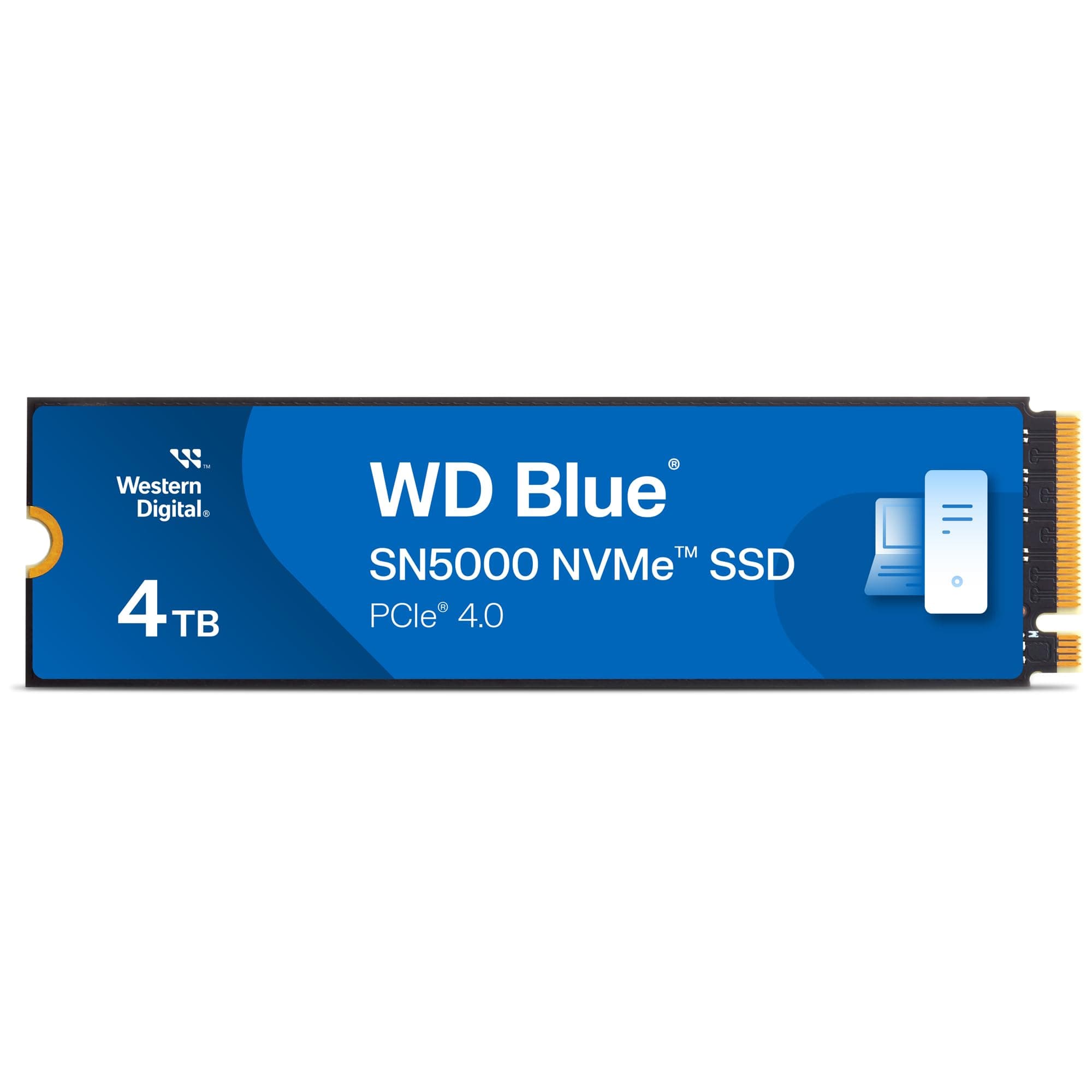 WD Blue SN5000 NVMe SSD 4 TB interne SSD (Geschwindigkeiten von bis zu 5.500 MB/s/5.000 MB/s Lesen/Schreiben, 1.200 TBW, Western Digital nCache 4.0, Acronis True Image for Western Digital)