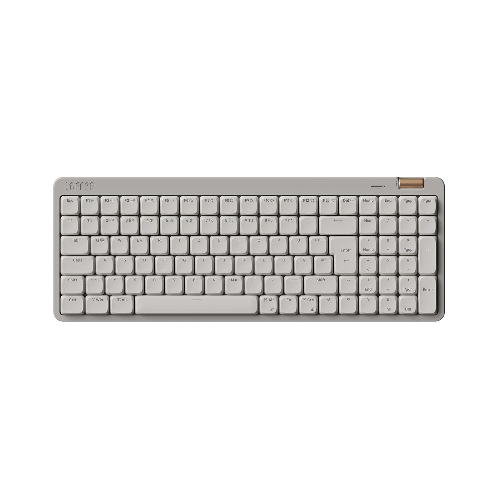 Flow Lite100 Tasten Low Profile Mechanische Tastatur (Deutsches Layout QWERTZ) - Kabellos Bluetooth/2.4G/Kabel, Swappable mit Specter Linearen Switches, Wiederaufladbar - Für Win&Mac (Marmor Grau)