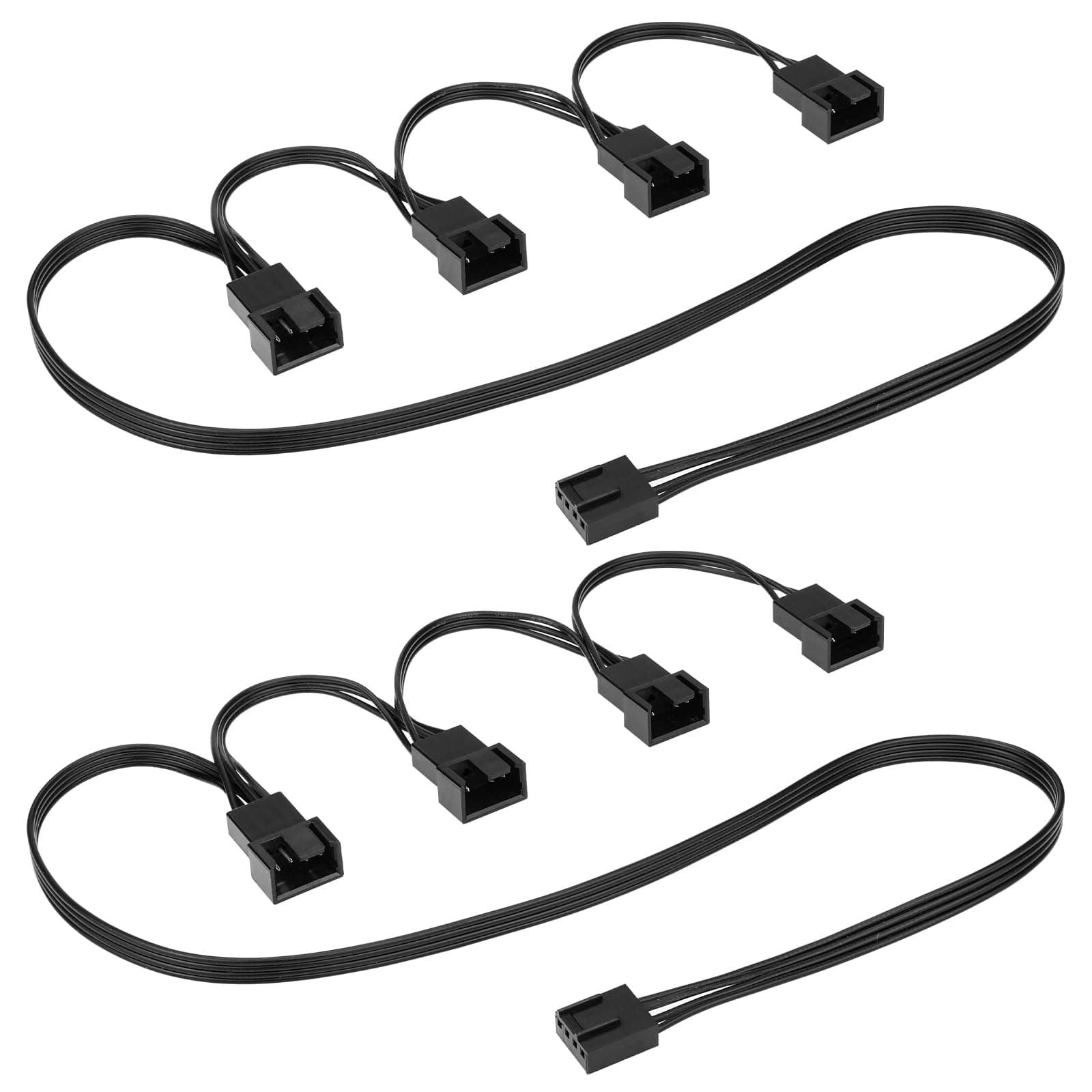 Ancable 2 Stück PWM-Lüfter-Splitter-Kabel 1x4-Pin zu 4x4-Pin-Stecker, Verlängerungskabel für CPU, Gehäuse und Hauptplatine