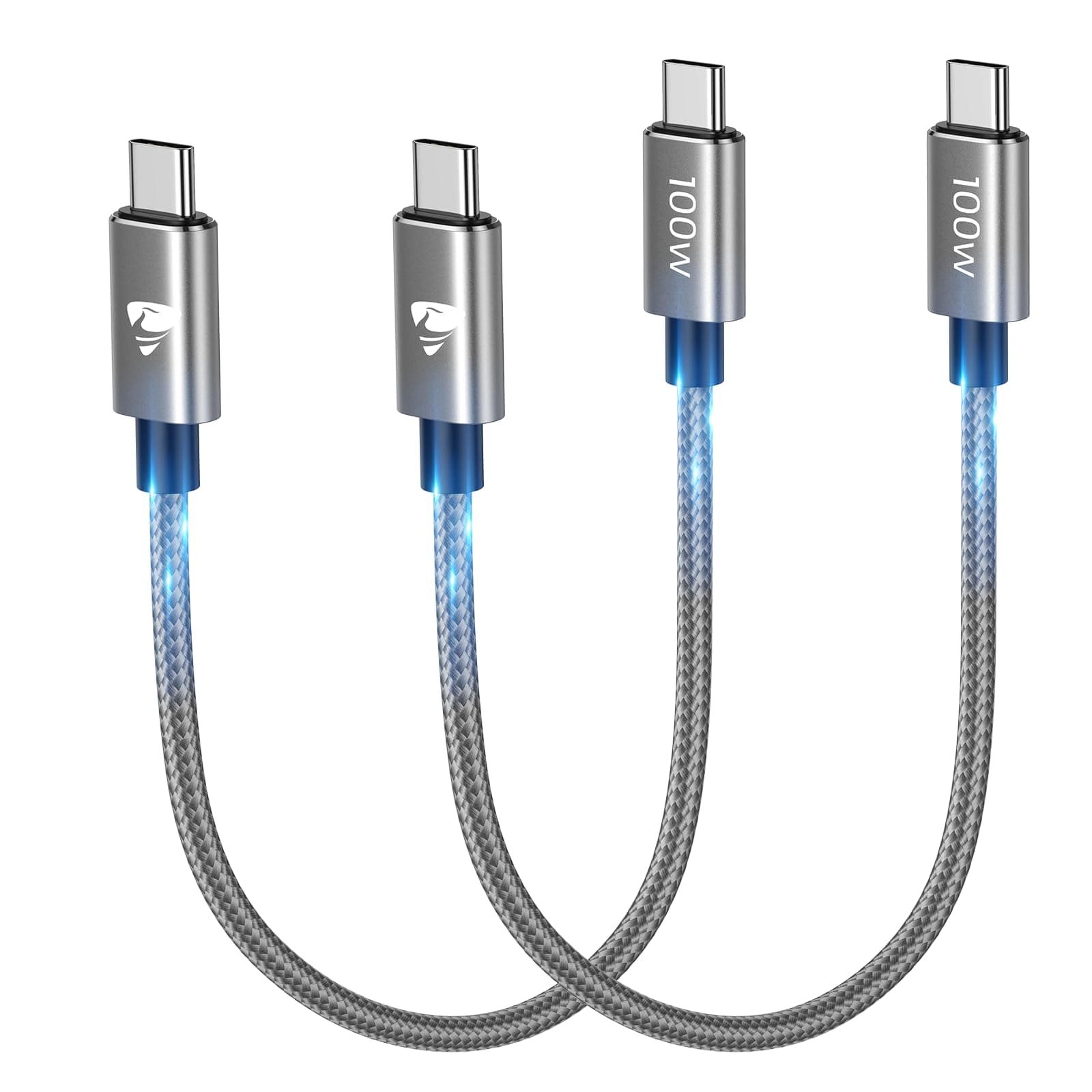 USB-C Ladekabel [2Stück 30CM] 100W/5A Kabel Kurz Schnellladekabel für iPhone 16 15 Pro Max, Samsung S24 S23 S22, iPad, MacBook Pro/Air, Pixel