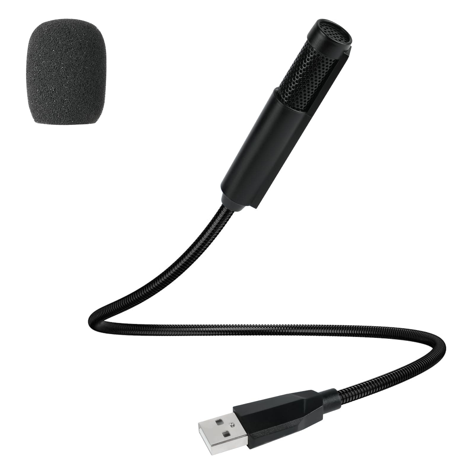 HOTUT USB Mikrofon, Mikrofon PC Klein Omnidirektionaler mit 360° Verstellbar Schwanenhals für PC Laptop, für Gesang, Voice-Chat, Webcast, Online-Unterricht, Webkonferenzen