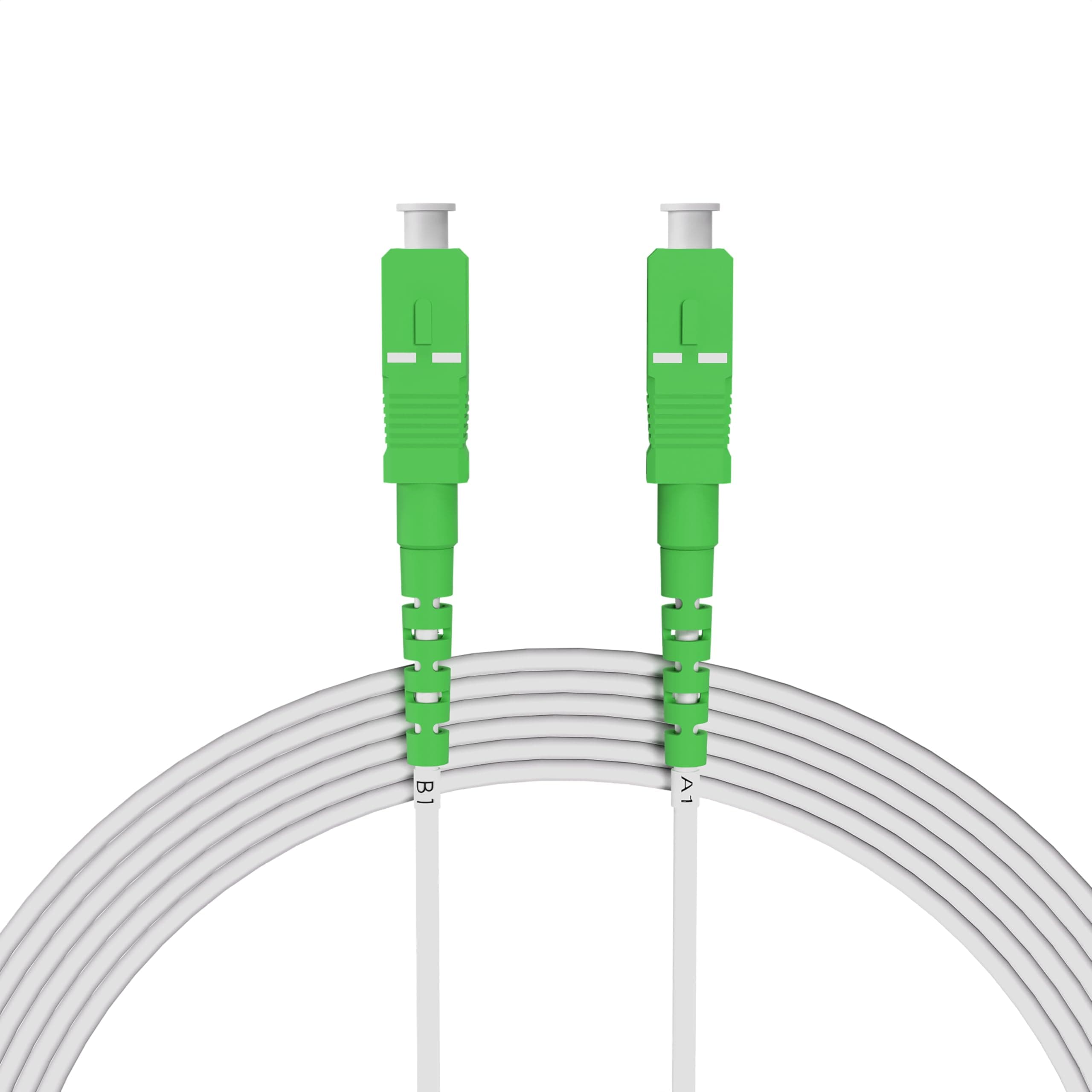 nexinex - 15m weißes Glasfaserkabel SC/APC auf SC/APC Patchkabel | LWL Simplex Singlemode OS2 FTTH Glasfaser Lichtwellenleiter Kabel