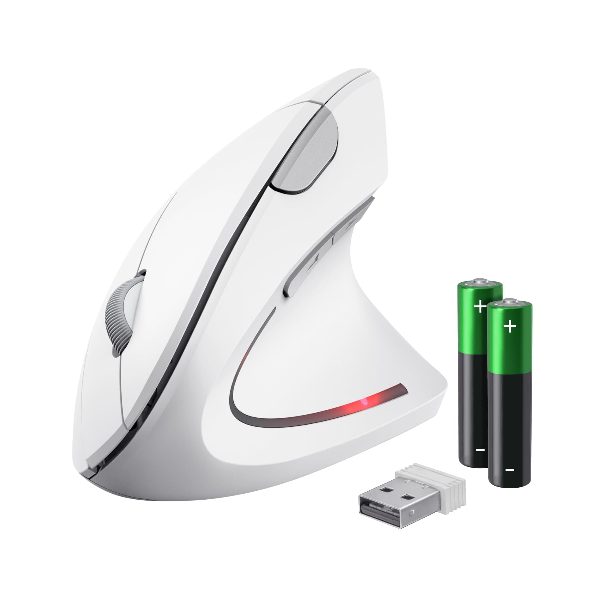 Trust Verto Kabellose Vertikale Maus, Wireless Ergonomische Maus, Vorbeugung Gegen Mausarm/Tennisarm (RSI Syndrom), 800-1600 DPI, Funkmaus für Rechtshänder, PC, Laptop, Mac, mit Batterien - Weiß
