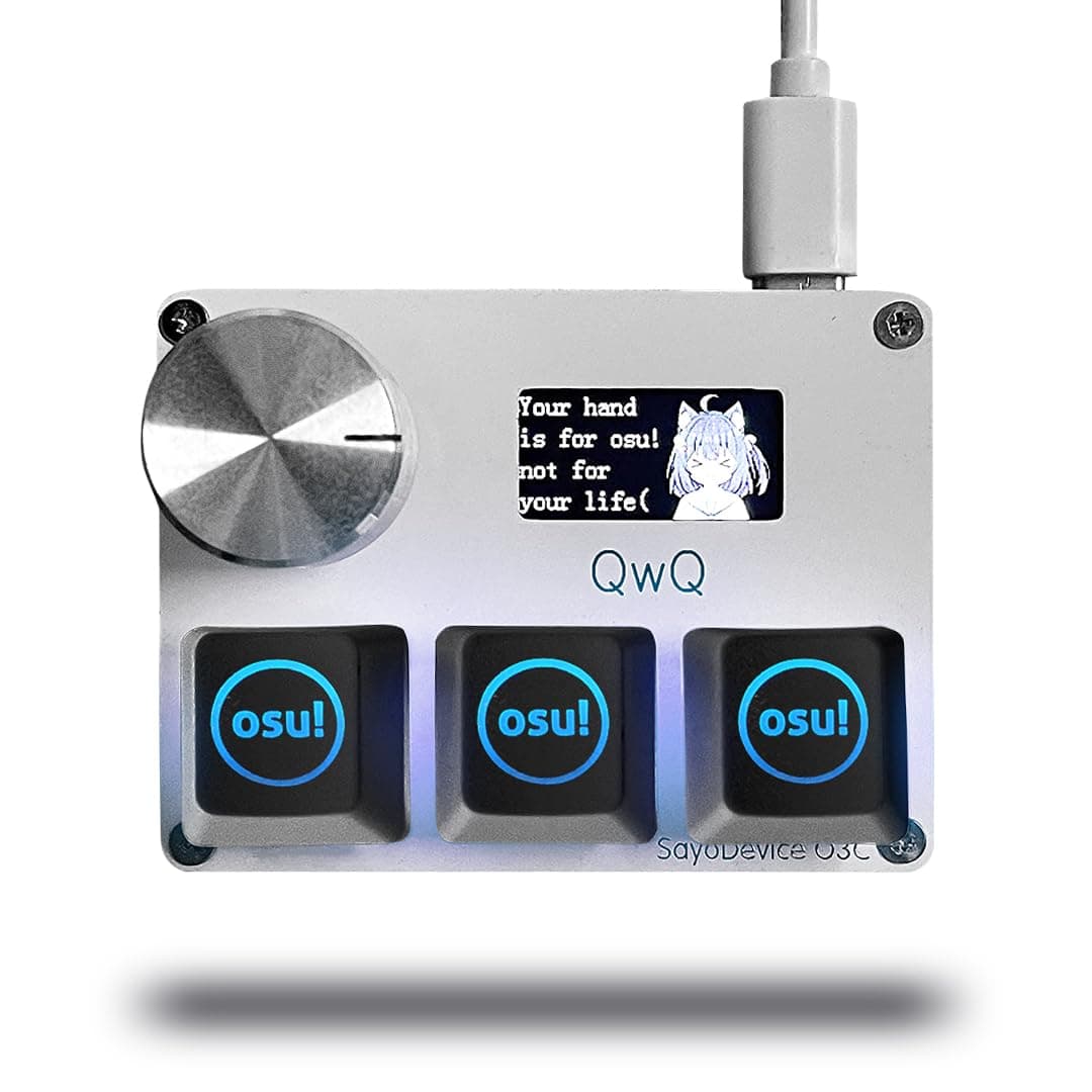 BTXETUEL SayoDevice O3C OSU-Tastatur, Schnellauslöser, Hall-Schalter, Magnetische Lineare Schalter, Knopf und Bildschirm, Kopiereinfügen, Shotcut, Makro-Hotswap-Mini
