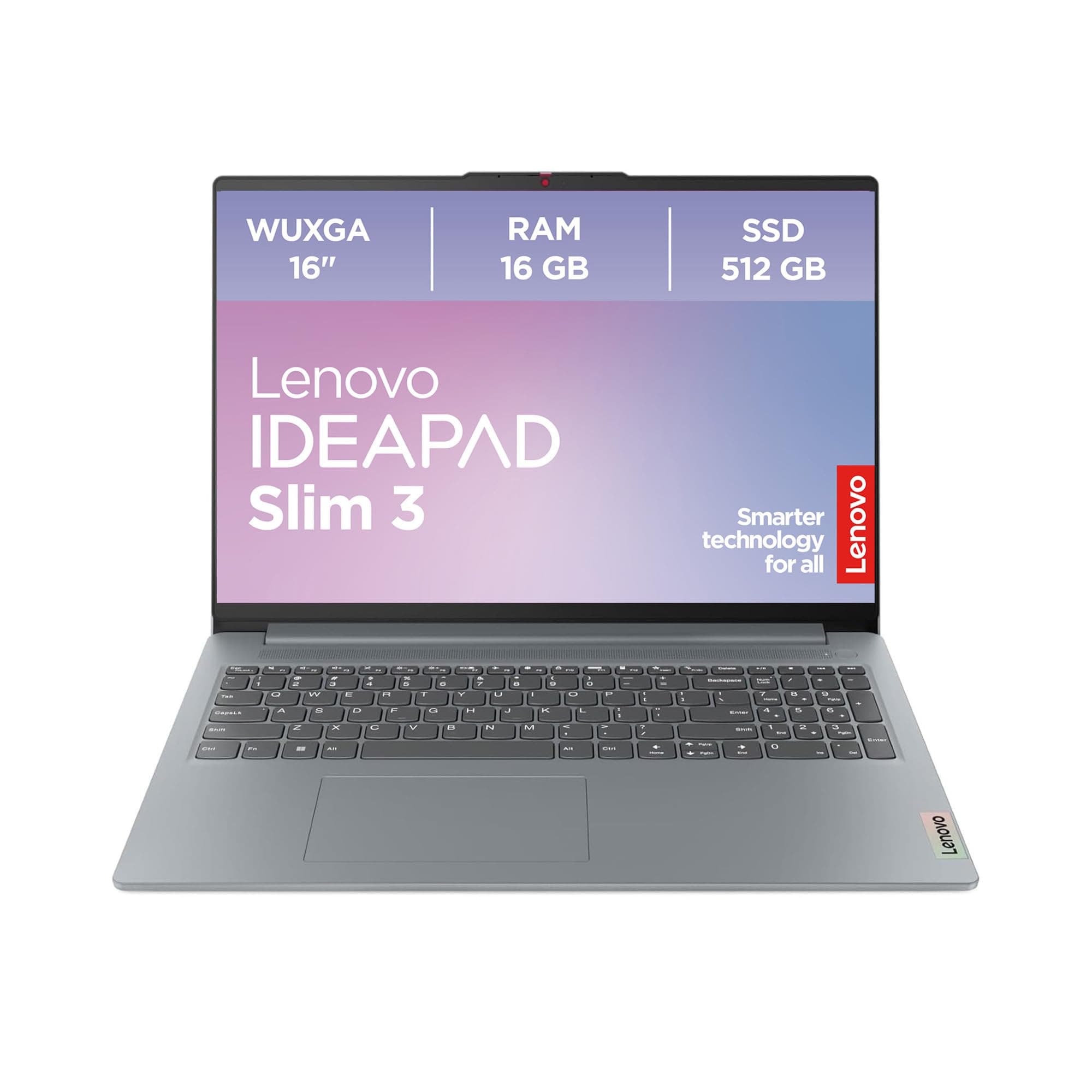 Lenovo IdeaPad Slim 3 Laptop | 16" WUXGA Display | AMD Ryzen 5 | AMD Radeon Grafik | 16GB RAM | 512GB SSD | Windows 11 Home | QWERTZ | Arctic grau | 3 Monate Premium Care