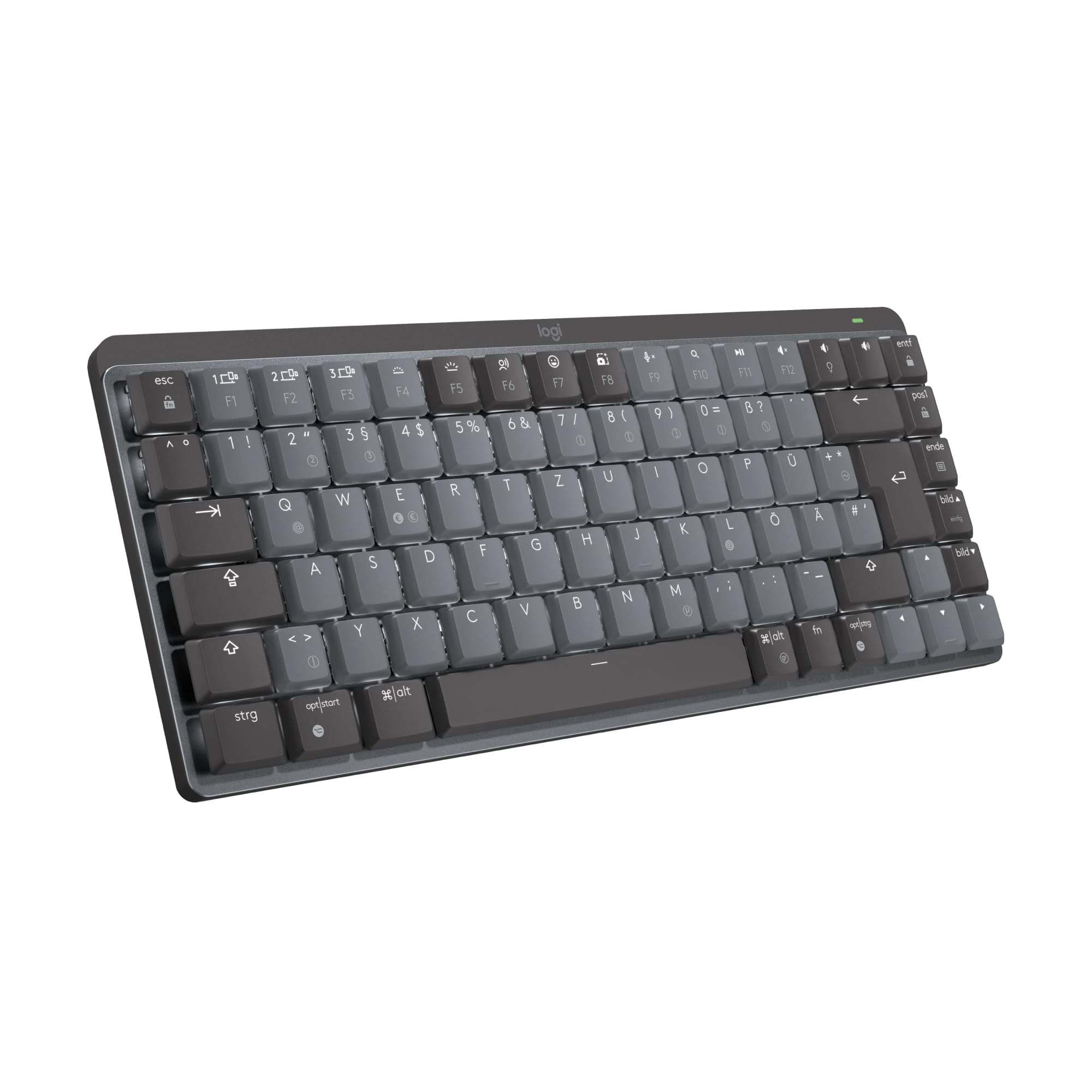 Logitech MX Mechanische kabellose beleuchtete Performance-Tastatur, Taktile leise Tasten, Hintergrundbeleuchtung, Bluetooth, USB-C, macOS, Windows, Linux, iOS, Android, Metall, Deutsches QWERTZ - Grau