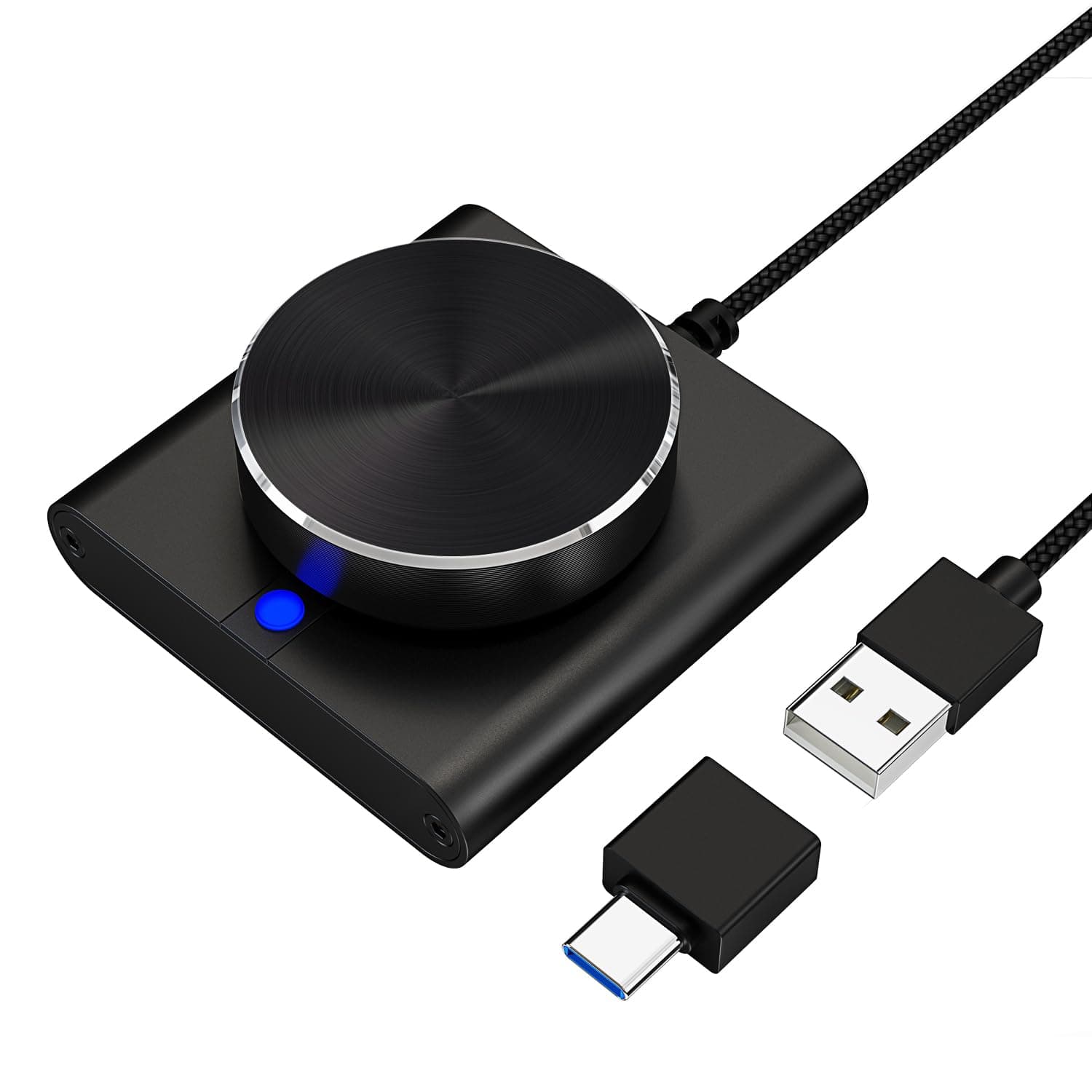 cooidea USB Lautstärkeregler Knopf, PC/Computer Audio Lautstärkeregler Adjuster mit Einer Taste Mute/Pause-Funktion Kompatibel mit Windows/Mac OS/Linux/Android - Schwarz