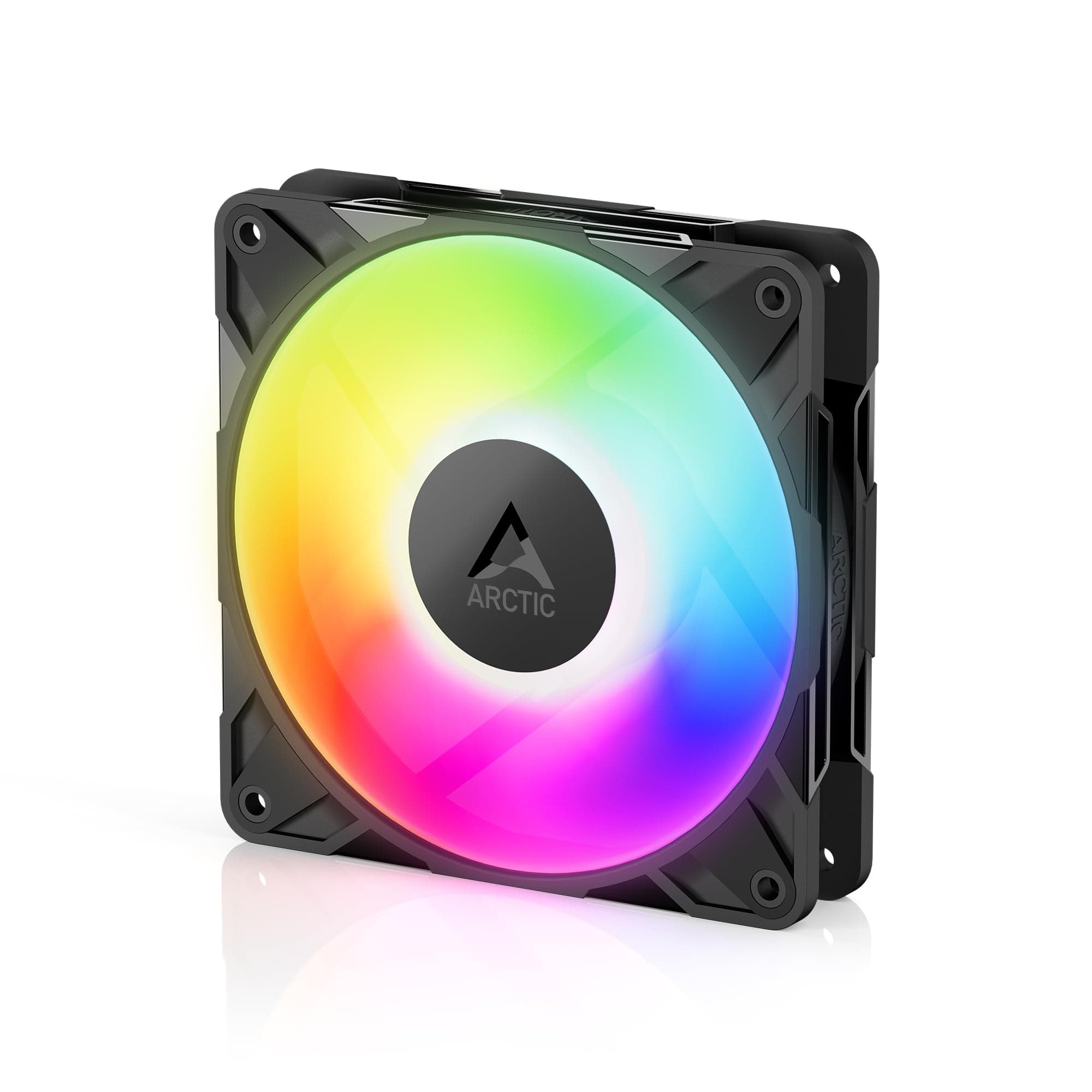 ARCTIC P12 Pro A-RGB - Leistungsstarker Premium PC Lüfter, 120 mm PWM Case Fan mit Y-Kabelsplitter, 600–3000 rpm, 0 rpm <5% PWM, 5V Digital RGB, Hydrodynamisches Gleitlager, 4-Pin - Schwarz