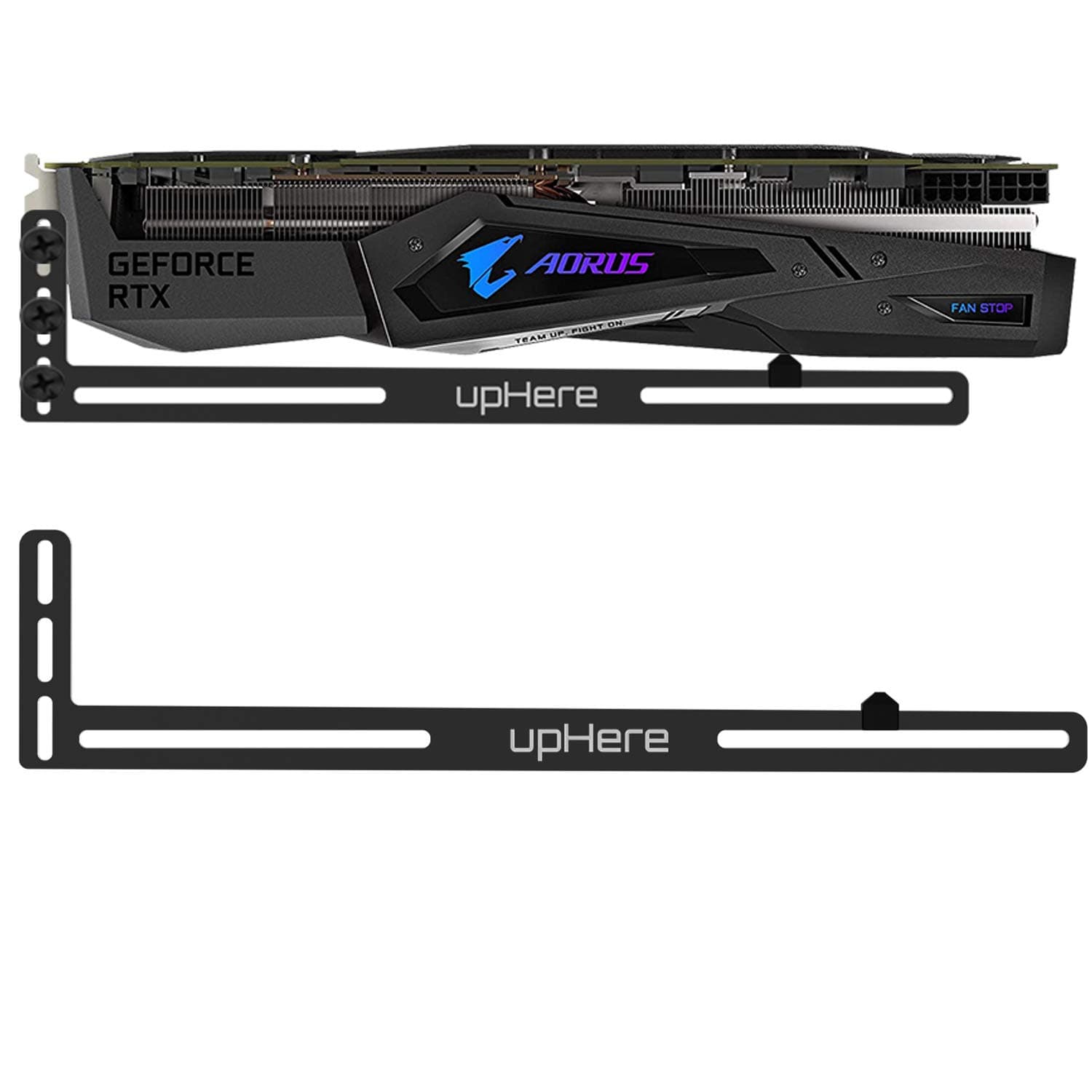 upHere Grafikkarte GPU Brace Support-Videokarte Sehnenhalter/Holster-Halterung, eloxiertes Luft- und Raumfahrt-Aluminium, Einzel- Oder Doppelsteckplatzkarten (Schwarz),GL05