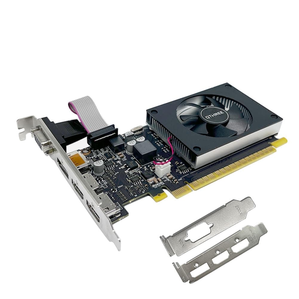 QTHREE GT 730 4G D3 Grafikkarte, 2X HDMI, 1x DVI, 1x VGA, Grafikkarten for PC, GPU, für mehrere Monitore, for Win 7, 8, 10, 11, DirectX 11, 12
