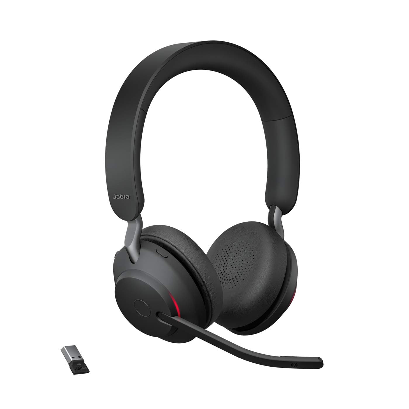 Jabra Evolve2 65 Wireless PC Headset – Noise Cancelling UC Certified Stereo Headphones with Long-Lasting Battery – USB-A Bluetooth Adapter – Black