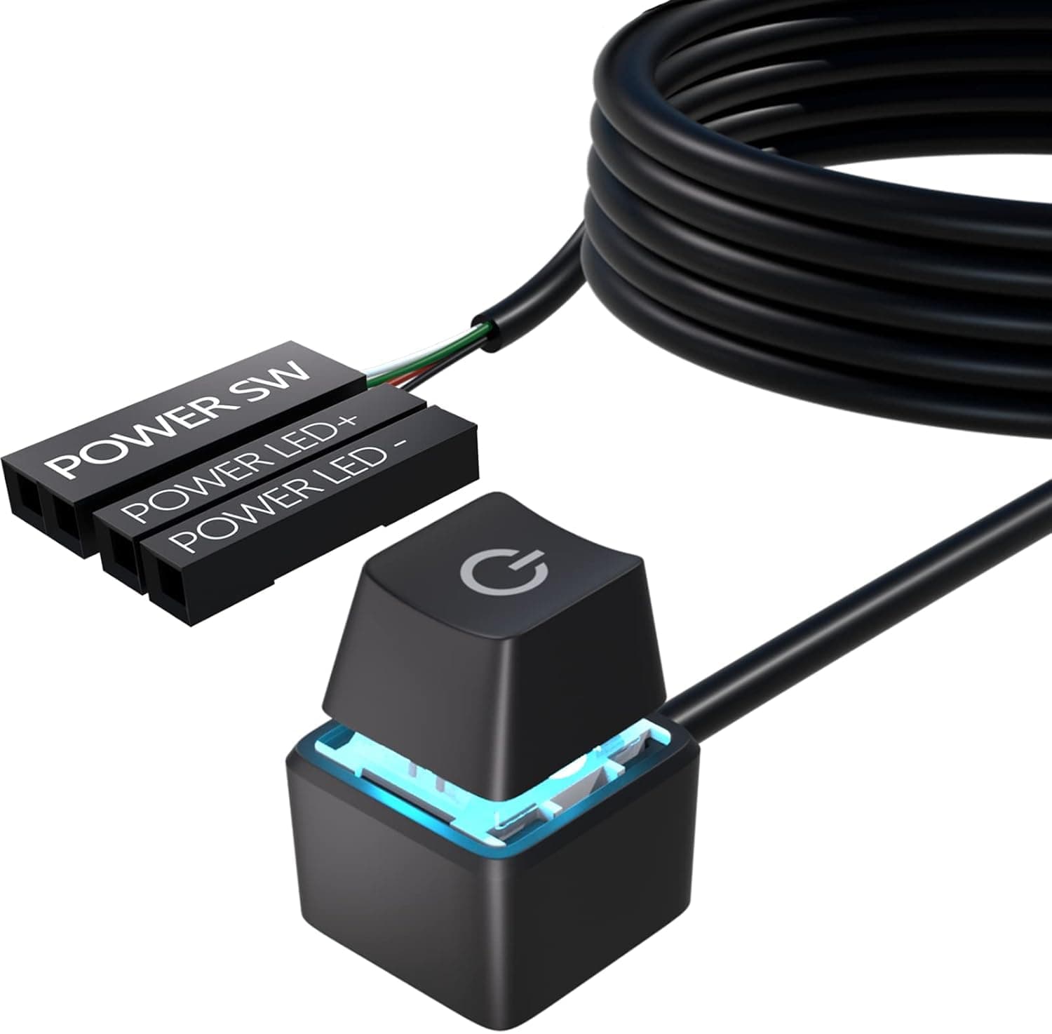 Oddtone PC-Einschaltknopf, Desktop Externer LED-Stromschalter Ein/Aus, 65-Zoll-Externer PC-Startknopf Computergehäuse für Computermotherboard