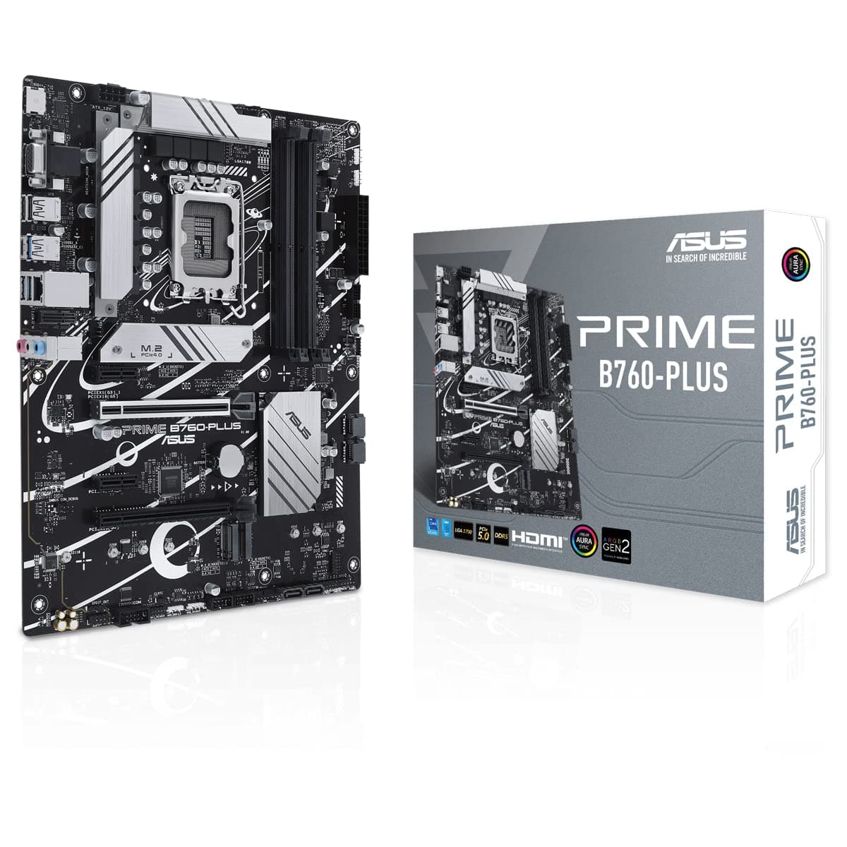 ASUS PRIME B760-PLUS Gaming Mainboard Sockel Intel LGA 1700 (Intel B760, ATX, DDR5 Speicher, PCIe 5.0, 3x PCIe 4.0 M.2, Thunderbolt 4, Aura Sync)