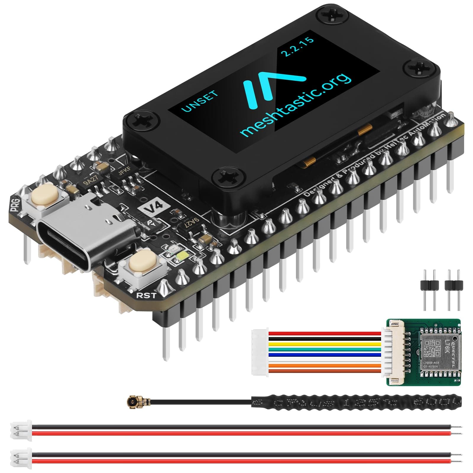 YELUFT 1 Stück Vorgelötet ESP32 LoRa V4 Entwicklungsboard mit GNSS Modul & 868-MHz-LoRa-Antenne, Integriertem WiFi Bluetooth SX1262 0,96-Zoll-OLED-Display Typ-C-Schnittstelle für Meshtastic Arduino