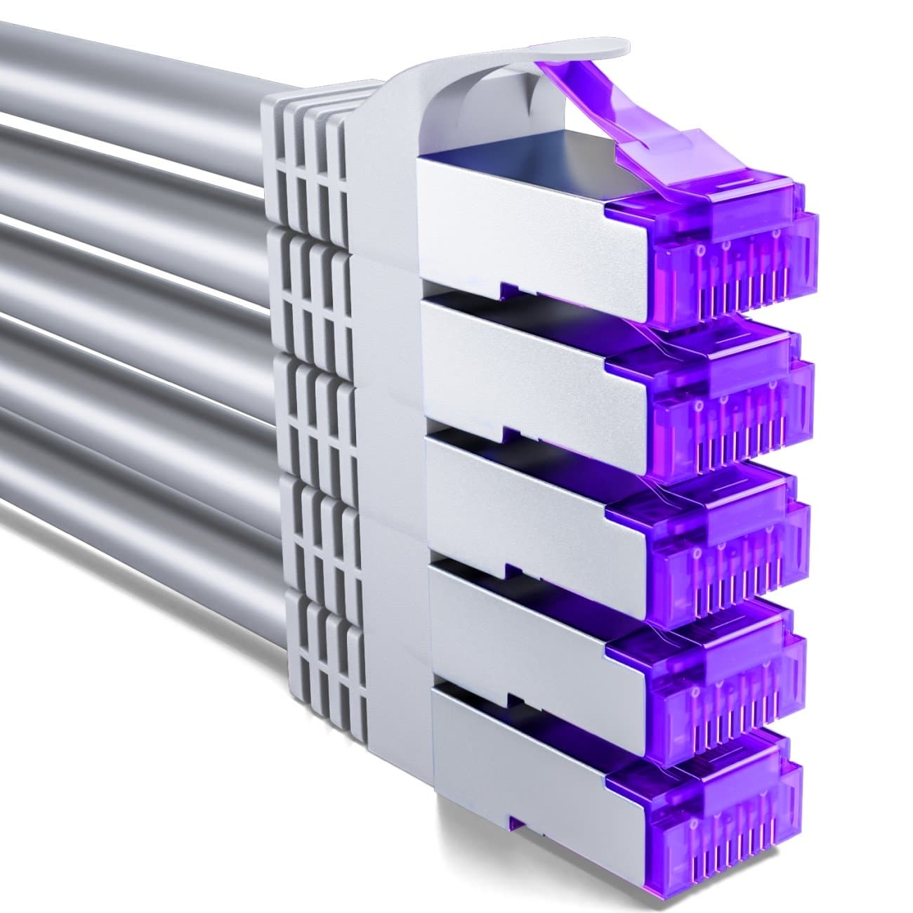 deleyCON 5x 1m CAT7 Netzwerkkabel - 10 Gigabit - RJ45 Patchkabel Ethernet Kabel (Kupfer, SFTP PiMF Schirmung) - LAN DSL Switch Modem Router Patchpanel CAT7 CAT6 CAT5 - Grau