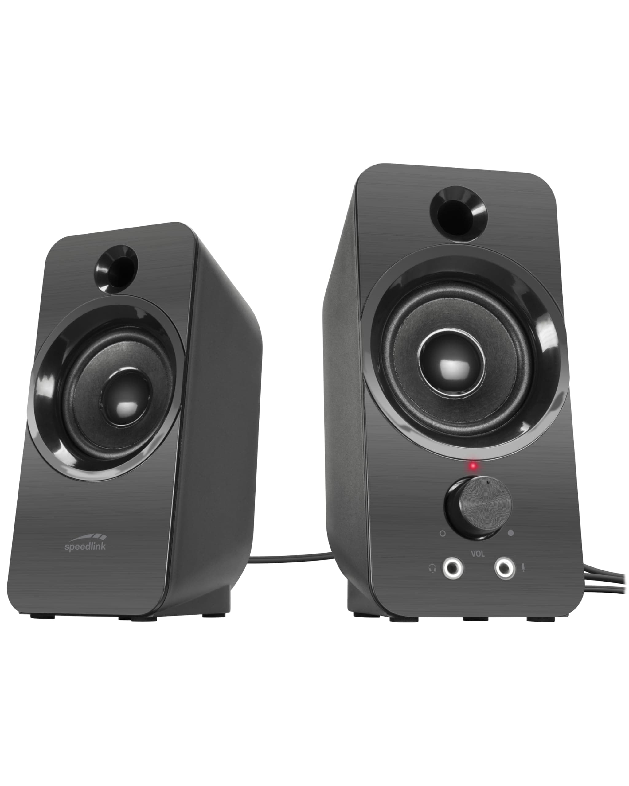 Speedlink DAROC Stereo PC Speaker - PC Lautsprecher mit Klinkenstecker 3,5mm AUX, 12Watt, USB Stromversorgung, Computer Boxen Klinke, Klein, Aktiv, für Desktop, Notebook, Laptop, schwarz