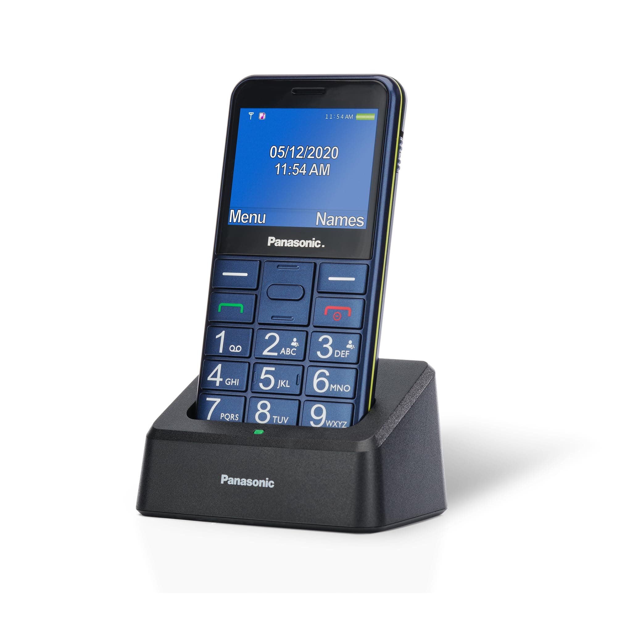 Panasonic KX-TU155EXCN 2G, Essentials Mobiltelefon für ältere Menschen mit Ladestation, SOS-Notfalltaste, Prioritätsanruf, Großtastentelefon, hörgerätekompatibel, Bluetooth, UKW-Radio, Kamera, Blau