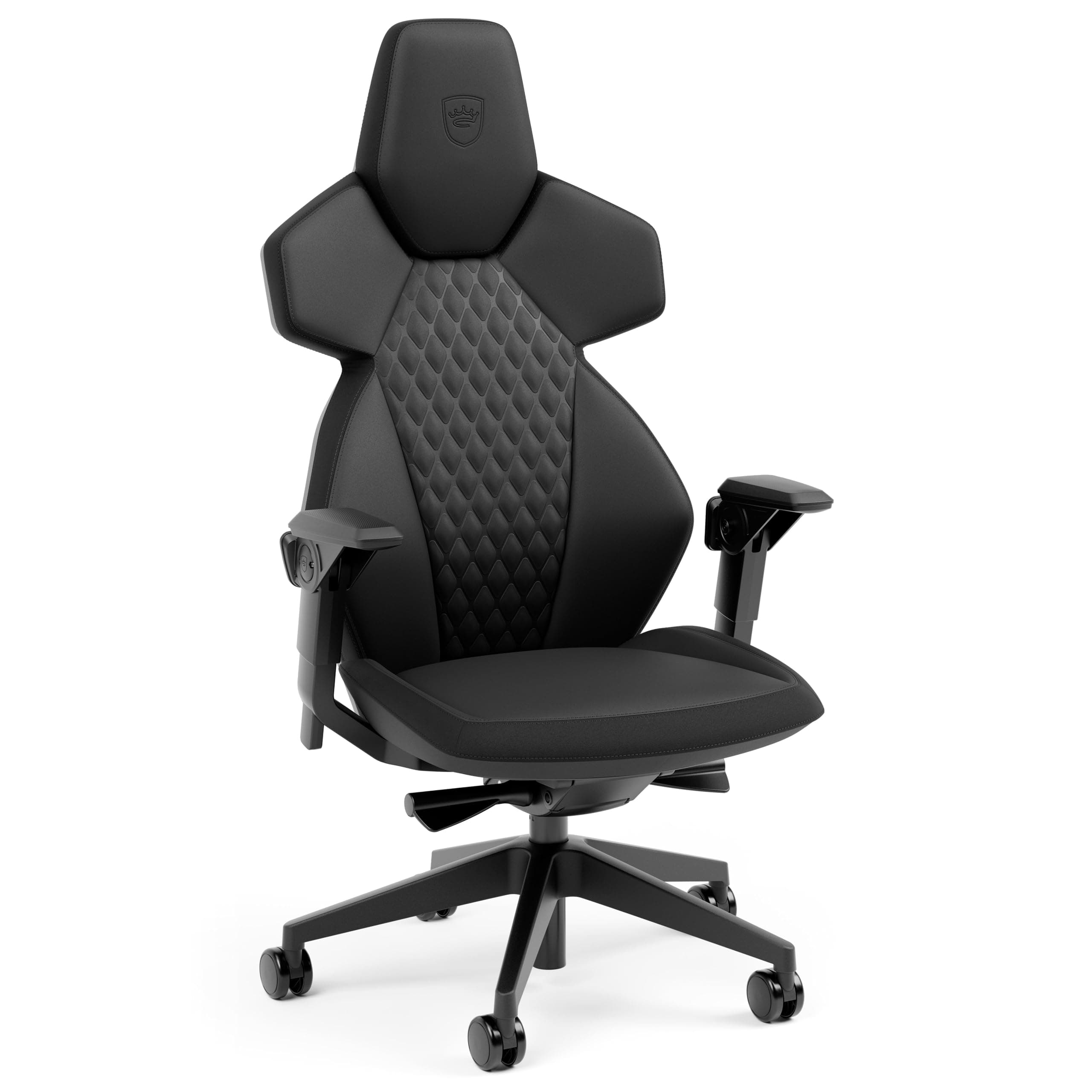 noblechairs Dawn Gaming Stuhl Schwarz – Ergonomischer Schreibtischstuhl mit klappbaren Armlehnen, Synchronmechanik, Kunstlederbezug, Lordosenstütze, Universalrollen