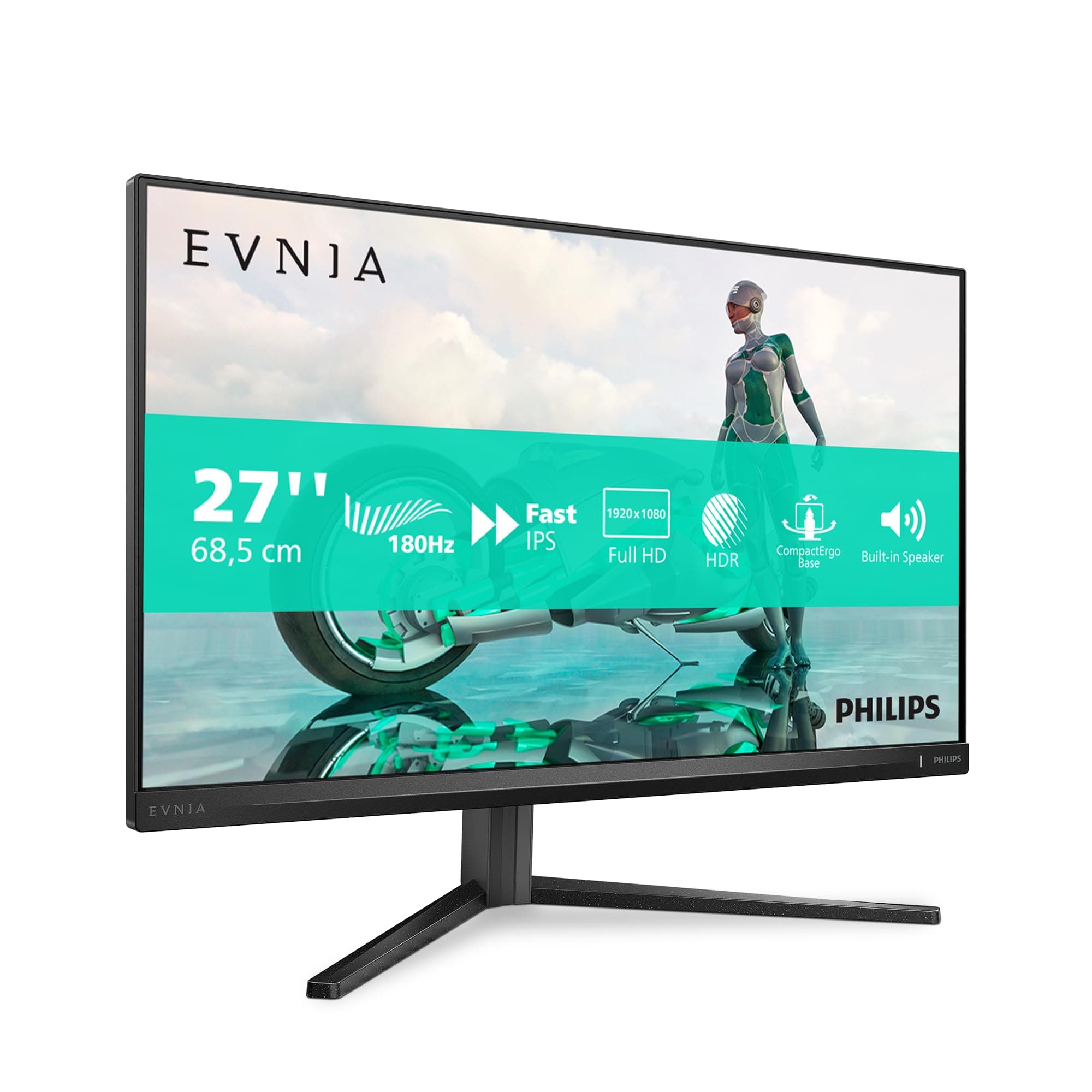 Philips Evnia 27M2N3200AM - 27 Zoll Full HD Gaming Monitor, 180 Hz, 1 ms, FreeSync Prem., G-Sync comp., HDR10 (1920x1080, 1x DisplayPort 1.4, 2X HDMI 2.0) schwarz-grau