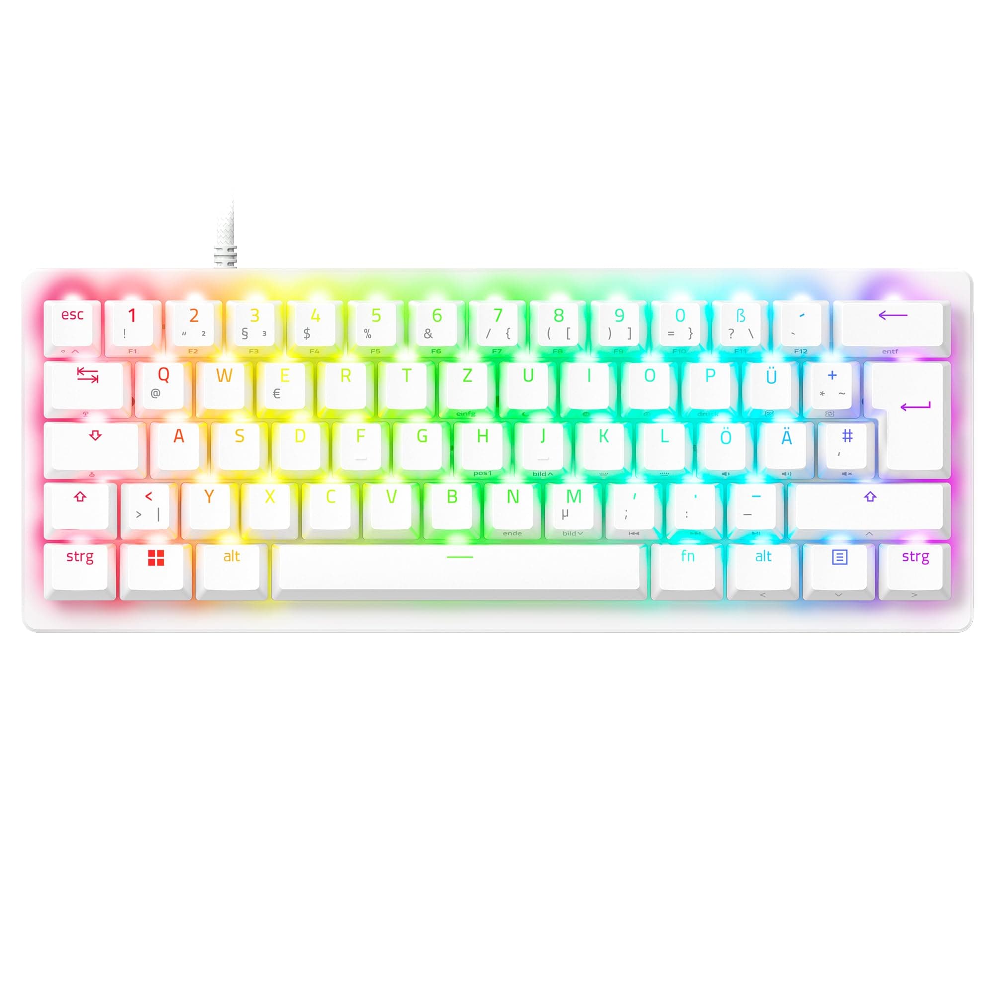Razer Huntsman V3 Pro Mini - Analoge optische Gaming E-Sport Tastatur 60% Format - Snap Tap & Rapid Trigger (Steuerungstaste, Doubleshot-PBT-Tastenkappen) QWERTZ DE-Layout | Weiß