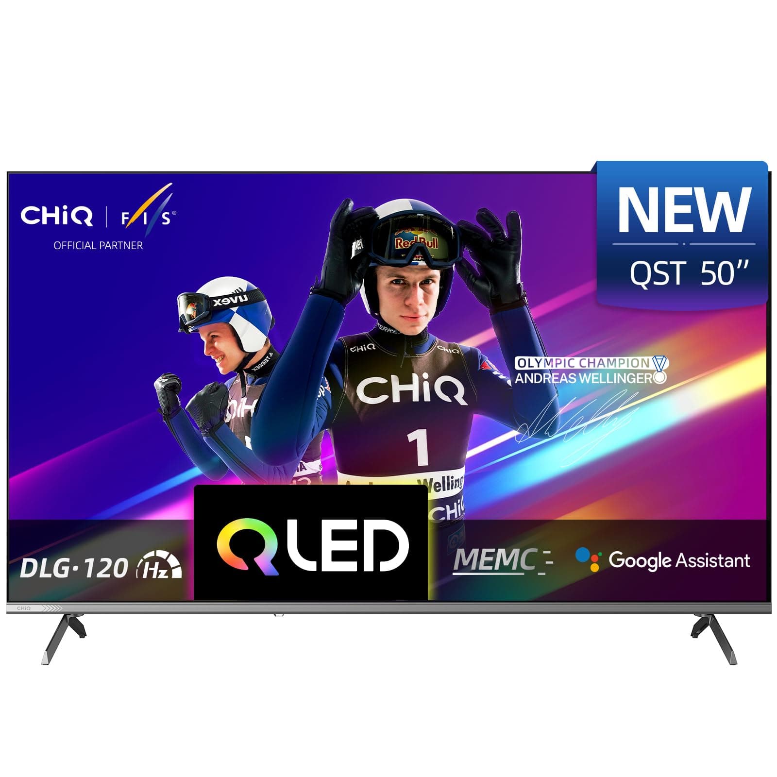 CHIQ U50QST 50 Zoll (127 cm) 4K UHD QLED Smart Google TV mit HDR10, ALLM & VRR, MEMC, Sprachsteuerung, Ultra-dünnem Metal-Design, Dolby Audio, 2.4G/5G WLAN (Neues Modell)