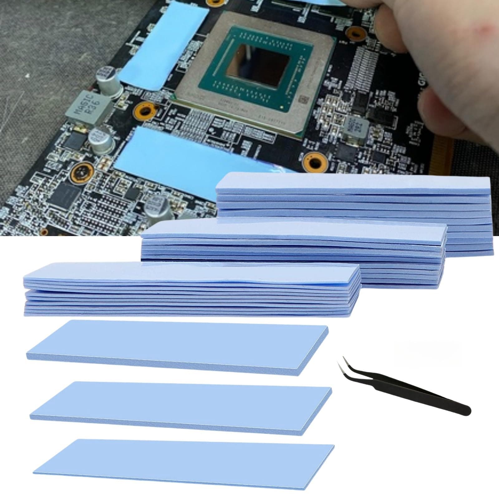 Cutiolly Thermal Pads,30 Stücke Wärmeleitende Silikonpads,Sortierte Dicke 0,5 1,0 1,5 mm Wärmeleitende Silikonpads,Wärmeleitpads CPU,Silikon Thermal Pads,Wärmeleitfähige Silikonkissen,für CPU