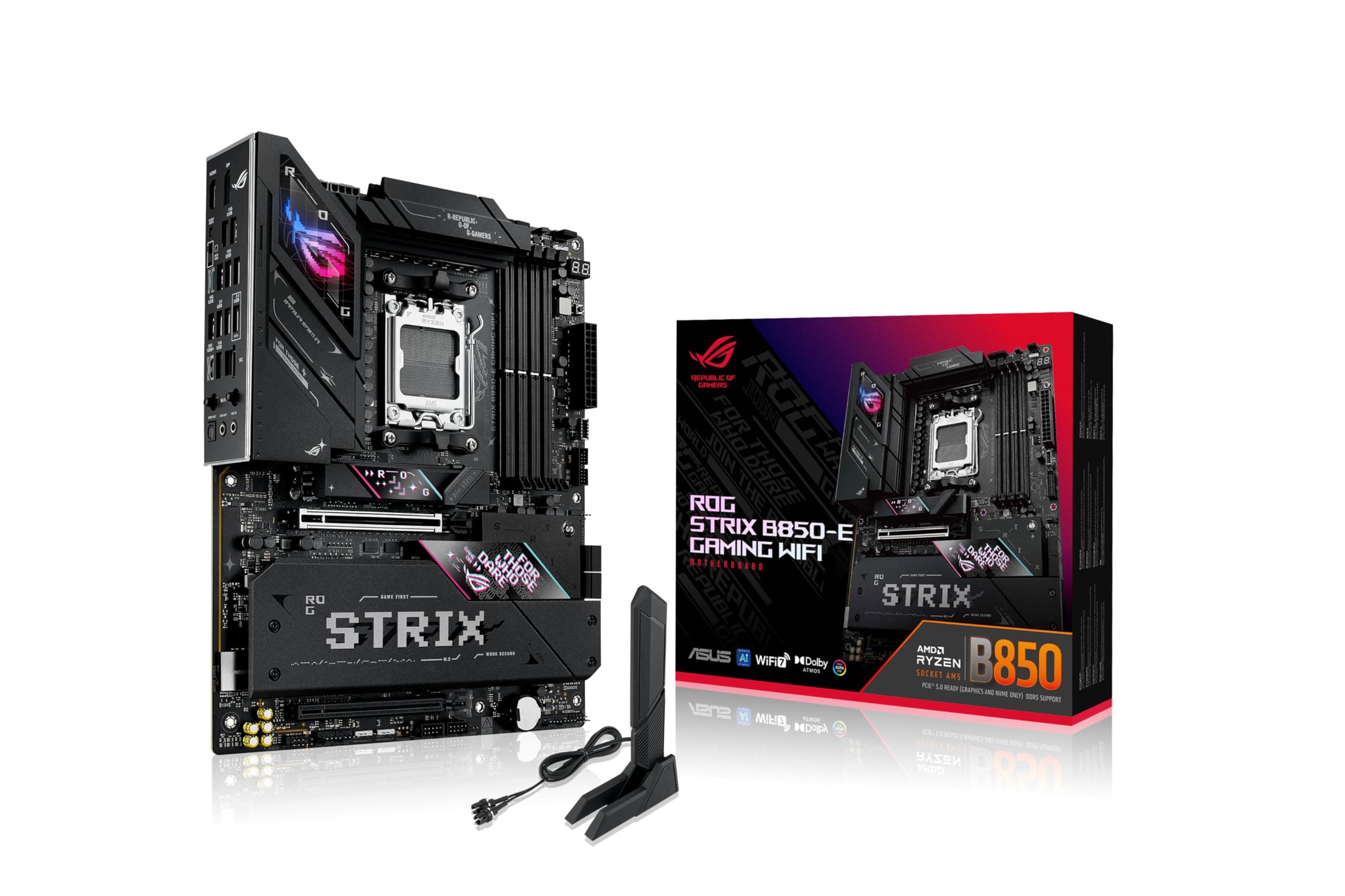 ASUS ROG Strix B850-F Gaming WiFi Mainboard Sockel AMD AM5 (AMD B850, ATX, DDR5 Speicher, PCIe 5.0, WiFi 7, 2X PCIe 4.0 M.2, Aura Sync)