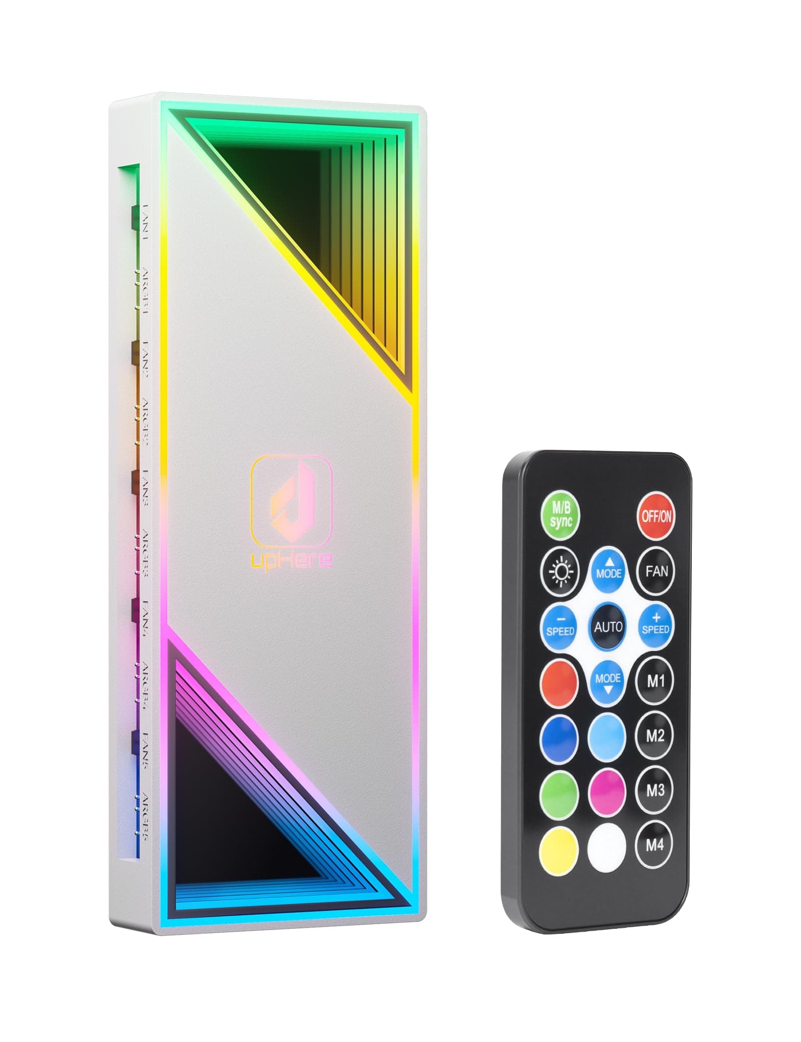 upHere ARGB-Controller für PC,5V 3-Pin PWM Temperaturregelung,Drahtloser Fernbedienungshub,ARGB Hub,Fan Hub,RGB Controller PC für Gehäuselüfter,RGB-Beleuchtungssynchronisation,P12PARGB-WT