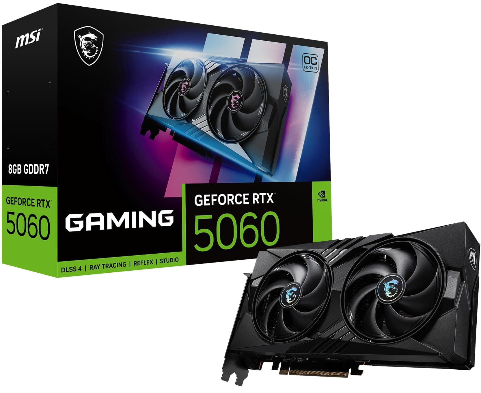 MSI GeForce RTX 5060 8G Gaming OC - 8GB GDDR7 (28Gbps/128-bit), PCIe 5, Boost: 2625 Hz, HDMI 2.1b, DisplayPort 2.1b