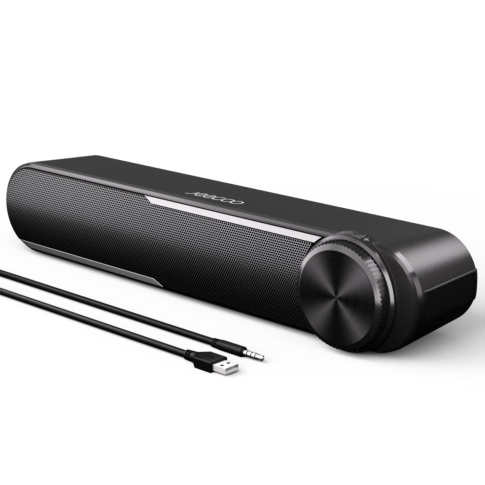 Jeecoo A30 PC Lautsprecher,Computer Lautsprecher für Pc,USB Powere PC Soundbar Schwarz, Lautsprecher Boxen für Pc, Laptop,Monitor,Ipad,Tablets,Smartphone (USB+3.5mm