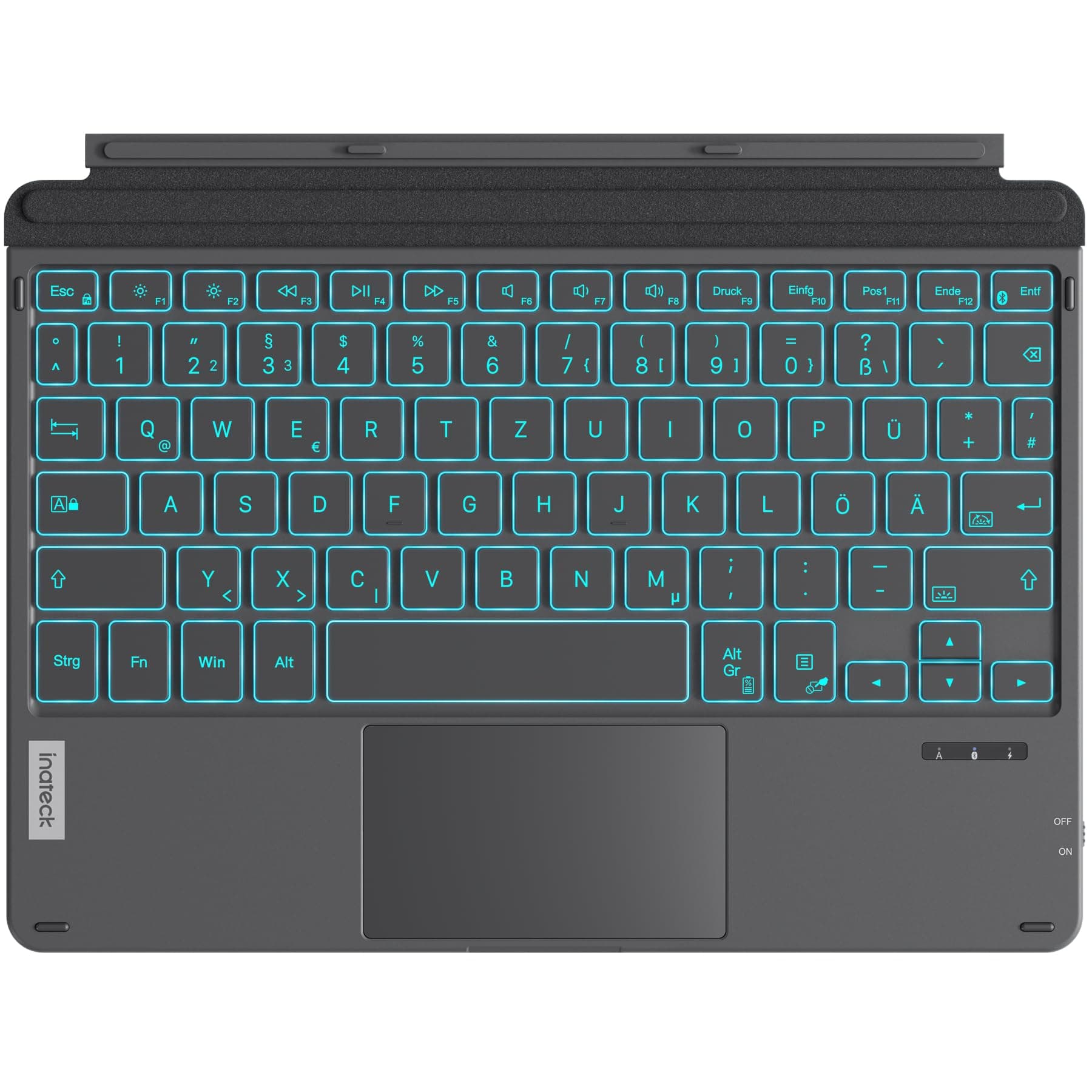 Inateck Surface Go Tastatur,für Surface Go 4 (2023), Surface Go 3/2/1 Gen,Bluetooth 5.3, 7-Farbige Hintergrundbeleuchtung,Surface Go Tastatur mit Touchpad, KB02028