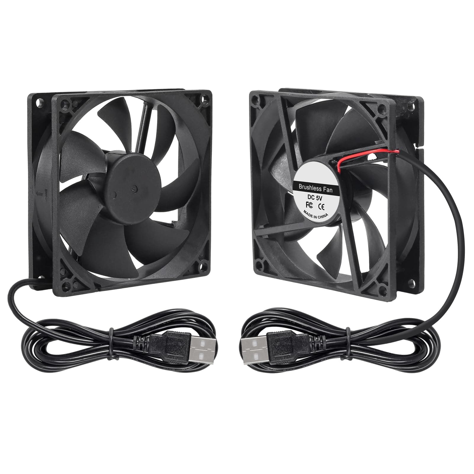 2 Stück 9225 Lüfter, 92 x 92 x 25 mm, DC 5 V, 92 mm x 25 mm, bürstenloser USB-Kühler, PC-Lüfter, Ersatz-Kugellager-92-mm-Lüfter für die Kühlung von DIY-PC-Computergehäuse-Lüftern – USB