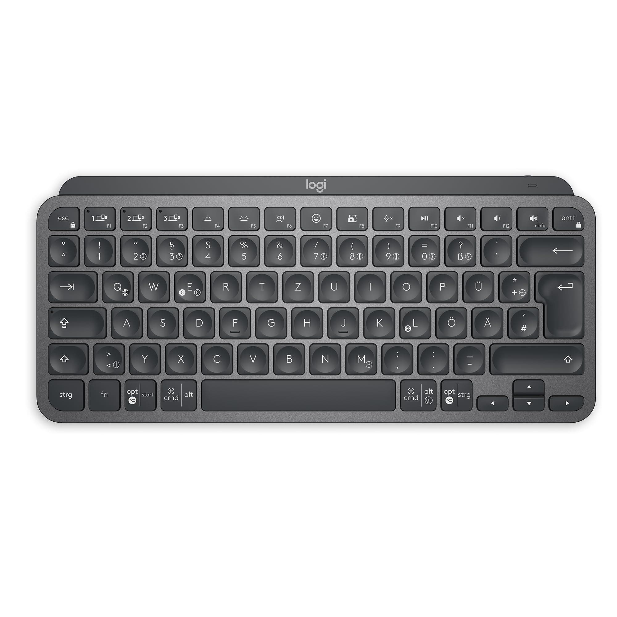 Logitech MX Keys Mini Kabellose Tastatur, Kompakt, Bluetooth, Hintergrundbeleuchtung, USB-C, Kompatibel mit Apple macOS, iOS, Windows, Linux, Android, Metallgehäuse - Dunkelgrau