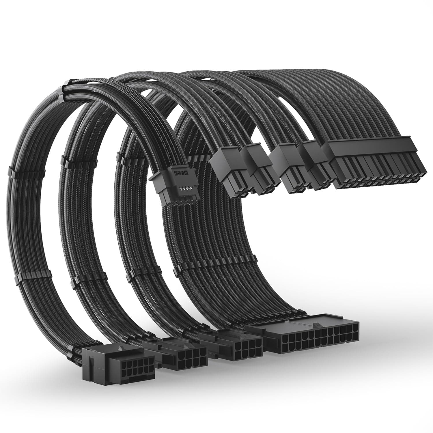 AsiaHorse PCIE 5.0 12VHPWR PSU Kabelverlängerung Kit [16AWG] Stromversorgungskabel Verlängerung-1x 24 Pin ATX /2x 8Pin (4+4) EPS für CPU / 1x16(12+4) Pin 12VHPWR Kabel für GPU 4090/5070/5080/5090 30CM