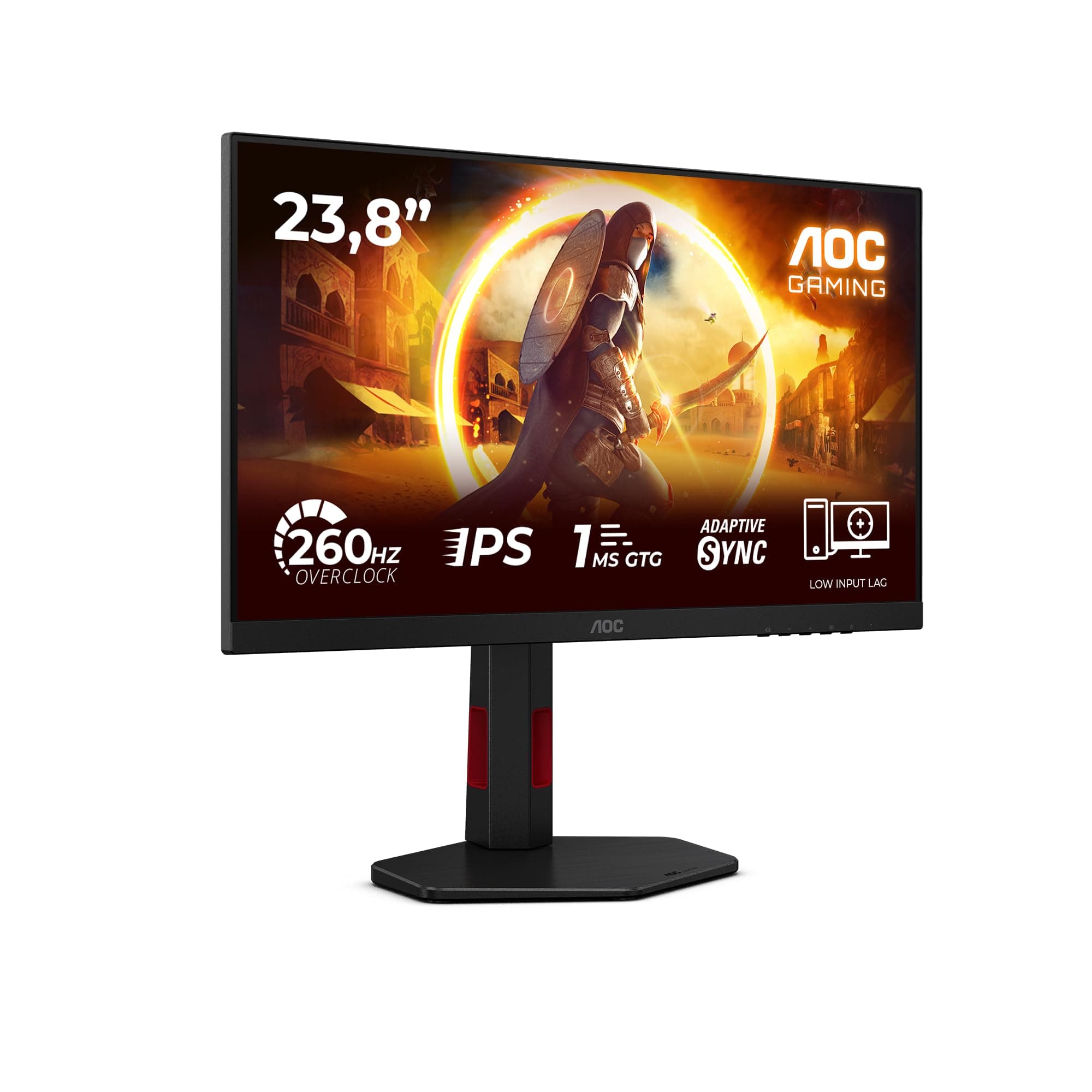 AOC 24G4ZR 23,8-Zoll-FHD-Monitor (260 Hz), schnelles IPS-Panel, 0,3 ms MPRT, Adaptive Sync, HDR10, G-Sync-kompatibel, höhenverstellbar, (1920 x 1080, 2 x HDMI 2.0, DisplayPort), Schwarz
