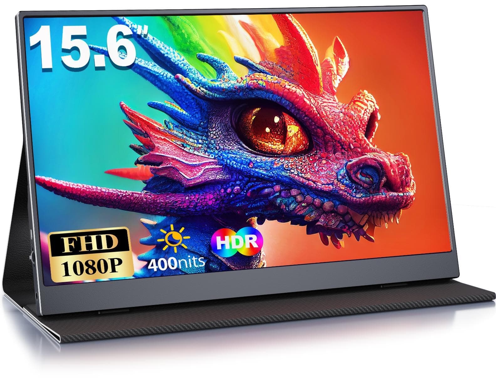 MOMODS Portable Monitor, 15.6 Zoll Tragbarer Monitor, IPS FHD 1080P HDR, Externer Mobile Bildschirm mit Mini HDMI Typ C, für Laptop, Mac, PS5, Xbox