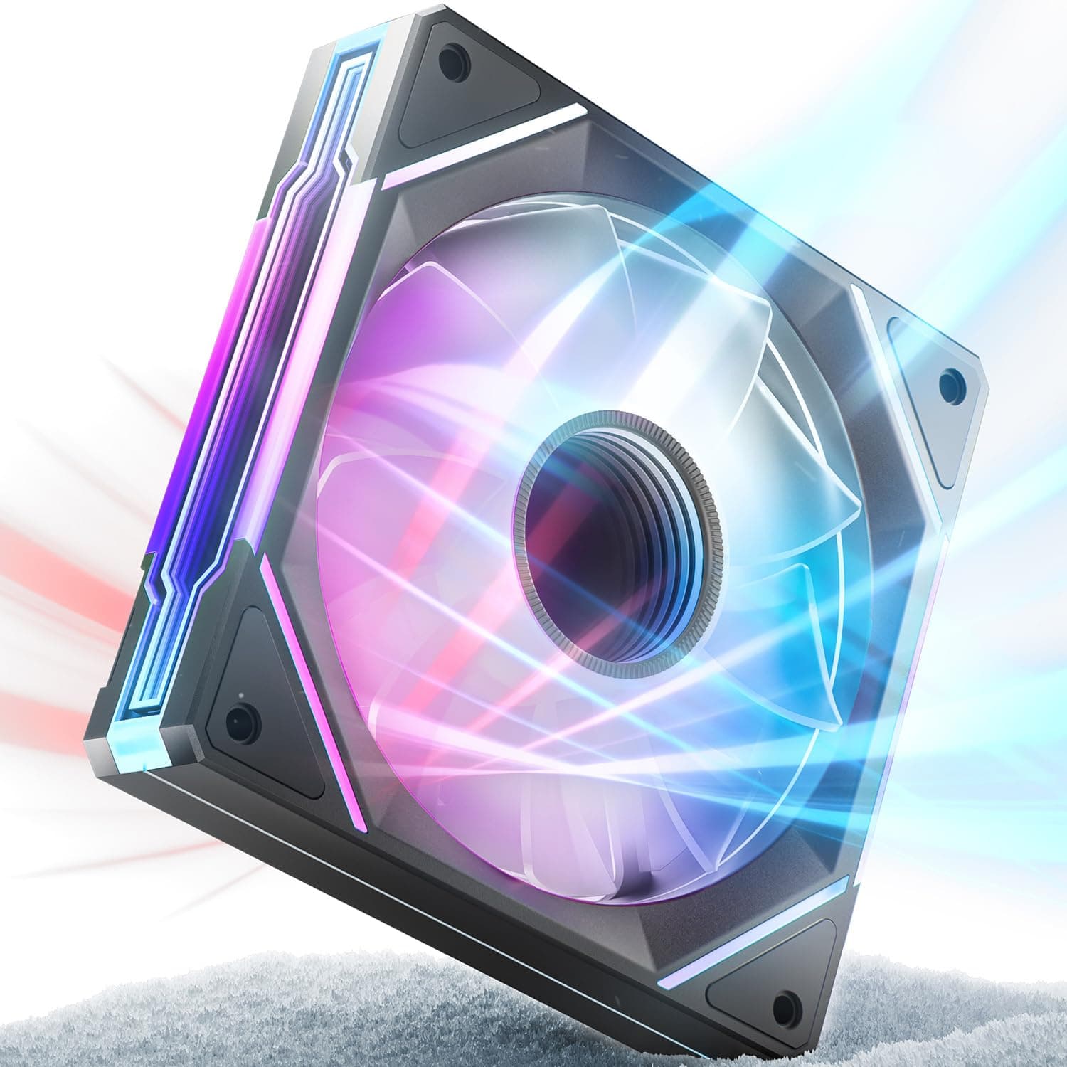 AsiaHorse RGB PC Lüfter 120MM Reverse Blade Gehäuselüfter 1Stück [Infinity Mirror] [HDB] 1800RPM 5V3PIN ARGB und 12V4PIN PWM Lüfter, 50,000 Stunden Lebensdauer AMICI5GT Schwarz Reverse