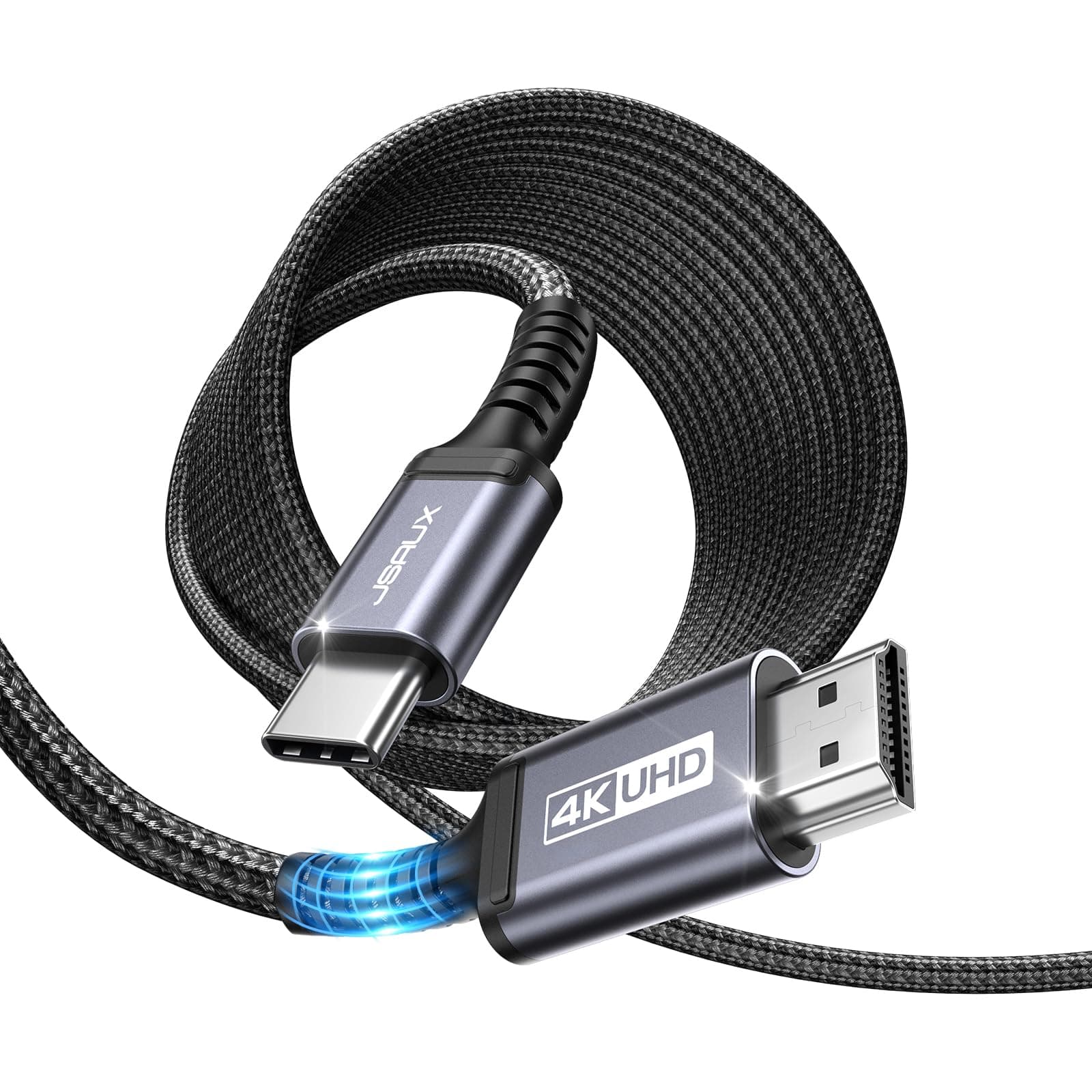 JSAUX USB C auf HDMI Kabel 5M, USB Typ C zu HDMI 4K@60Hz (kompatibel mit 4K@30Hz) UHD Kabel für Thunderbolt 3, iPhone 17/16 Pro/15, MacBook Pro/Air 2018, iPad Pro, Galaxy S25/S24/S10/S9, Surface Book