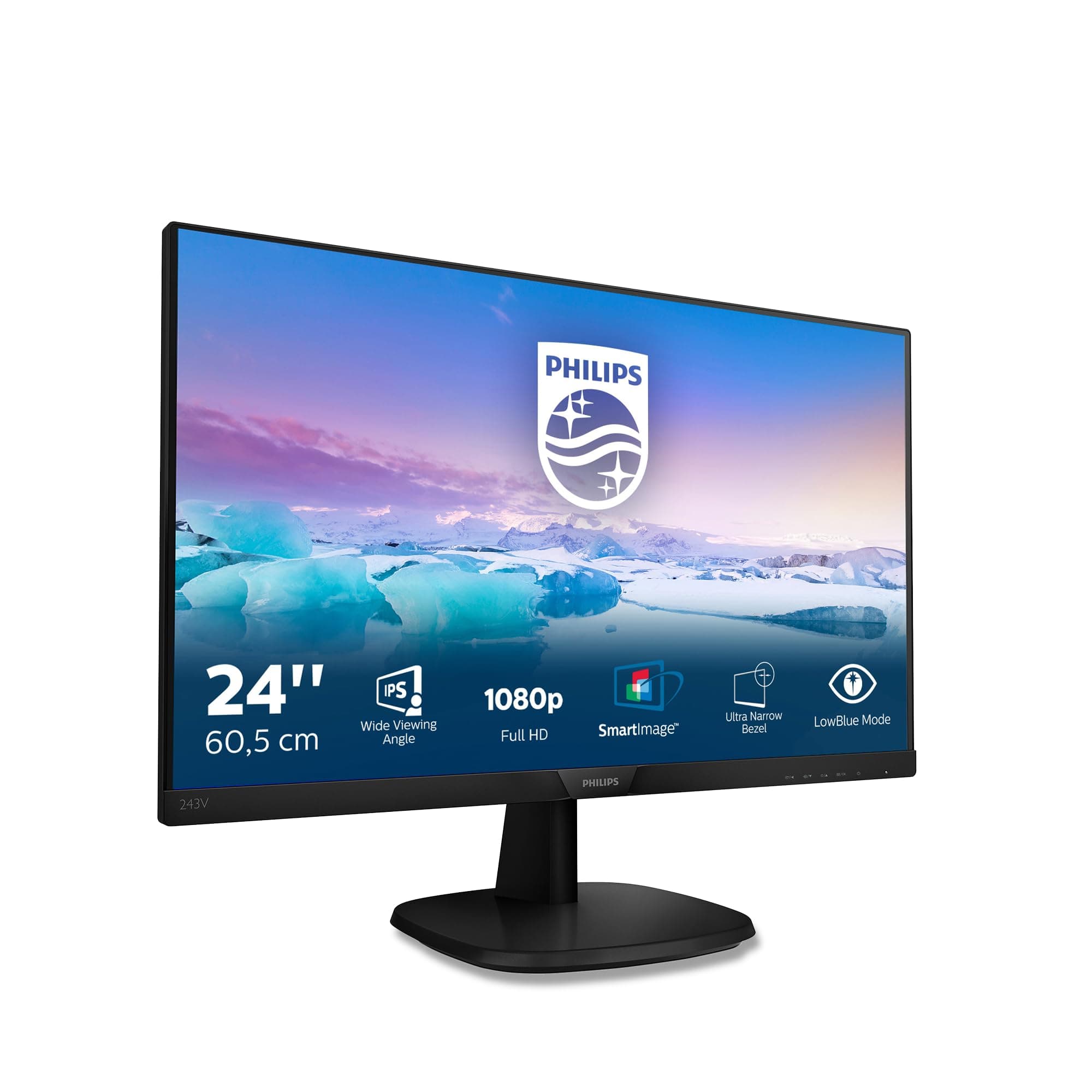 Philips 243V7QDSB - 24 Zoll FHD Monitor (1920x1080, 60 Hz, VGA, DVI, HDMI) schwarz