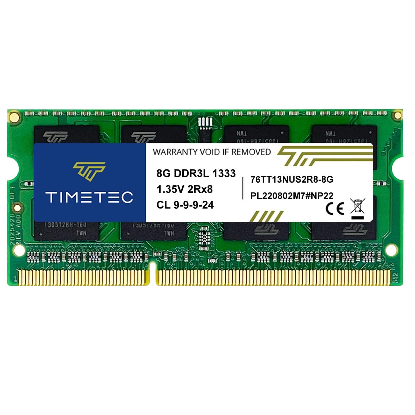 Timetec 8GB DDR3 1333MHz PC3-10600 Non-ECC Unbuffered 1.5V CL9 2Rx8 Dual Rank 204 Pin SODIMM Laptop Notebook PC Computer Speicher RAM Modul Upgrade (8GB)