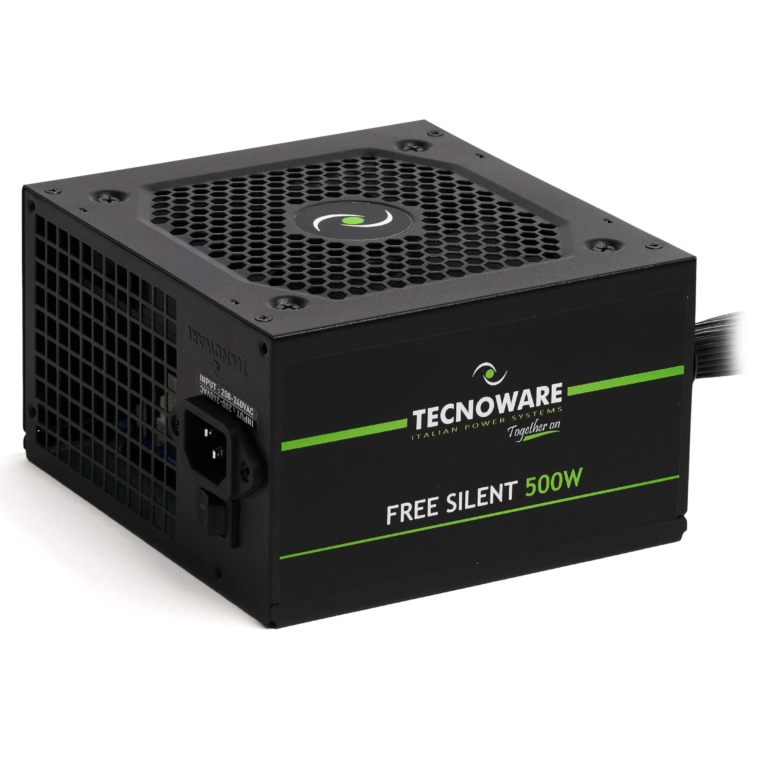 Tecnoware Power Systems - ATX-Netzteil 500, Ultrasilent 12 cm Lüfter, Überspannungsschutz, 2x SATA, 1x 24-polig, 1x 12V 4+4-polig, 2x Molex, schwarz, Größe 500 | Kompatibel mit ATX 12V v.2.01