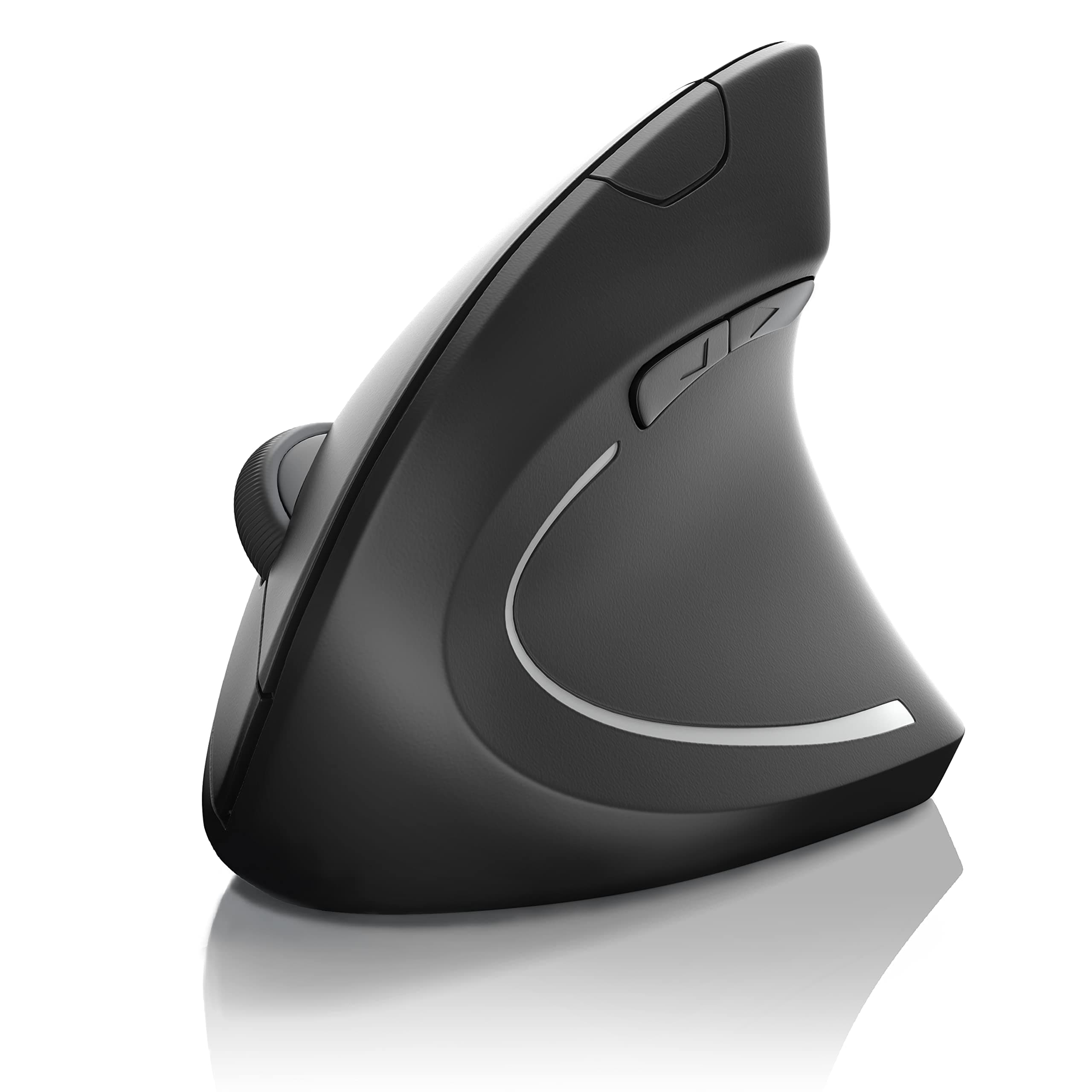 CSL Optische Wireless kabellos Funk Maus, Bluetooth + 2,4 Ghz Funk - vertikale Ausführung, Ergonomisches Design, Vorbeugung gegen Mausarm Tennisarm, Besonders armschonend, 5 Tasten schwarz